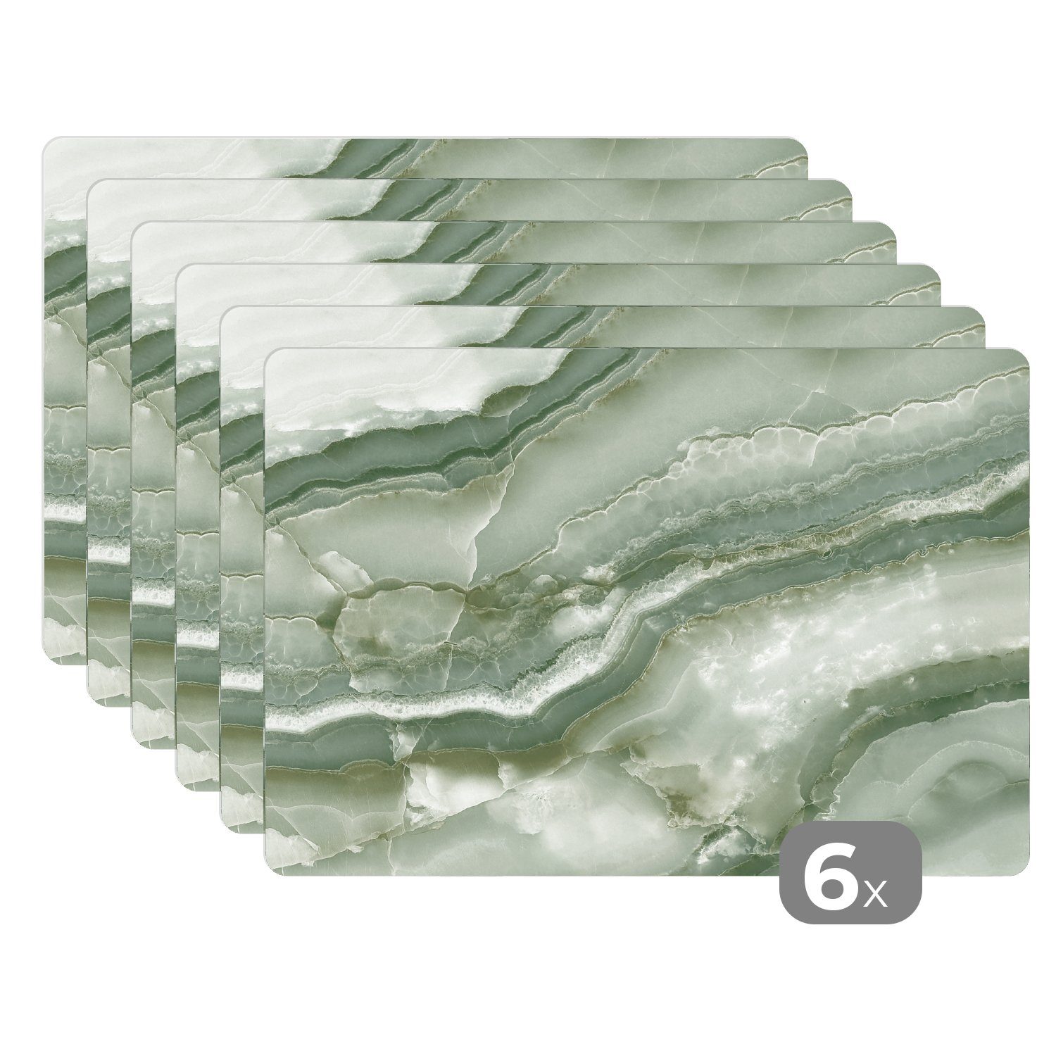 MuchoWow Platzset Marmor - Türkis - Marmoroptik/print - Luxus, (6-St), Platzsets, Tischset, Abwaschbar, Tischsets, Platzdeckchen