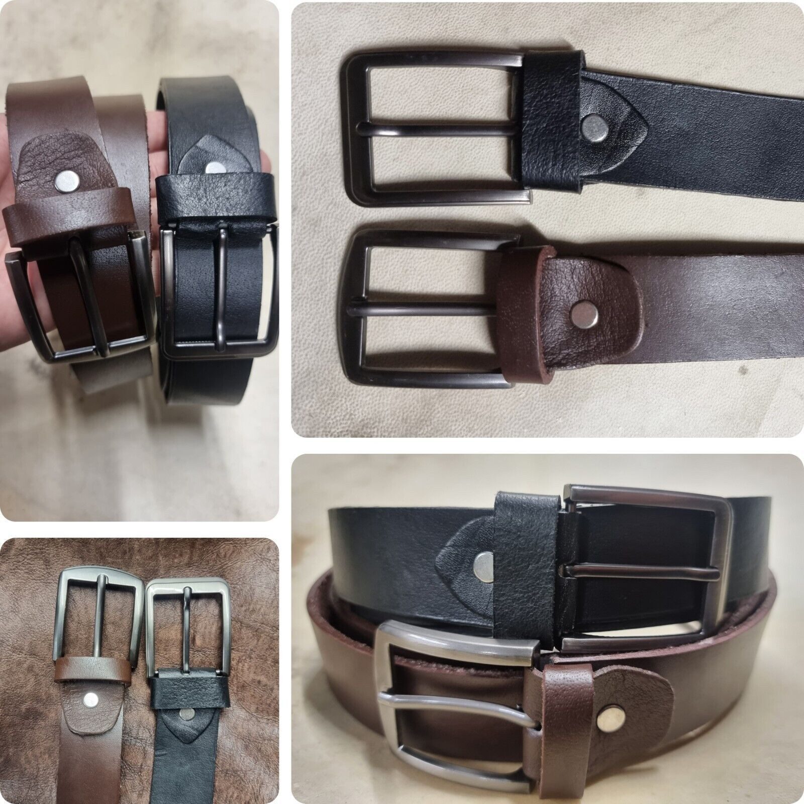 Provellus Ledergürtel Echt Leder Gürtel Herren Damen Eisen Schnalle Schwarz/Braun 4cm