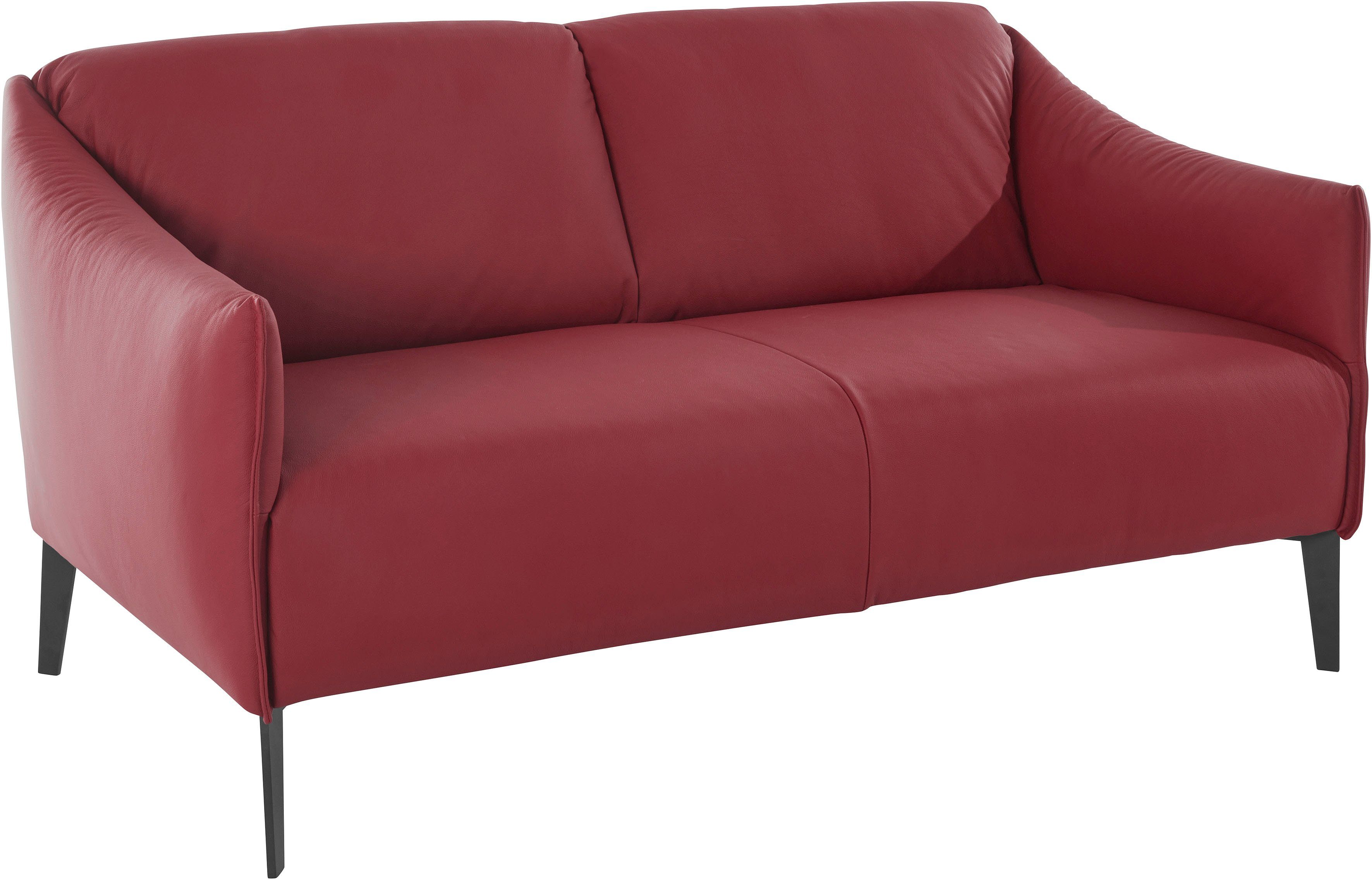 sally, pulverbeschichtet, Z59 2-Sitzer W.SCHILLIG Metall-Winkelfüßen 154 ruby red in Schwarz mit cm Breite