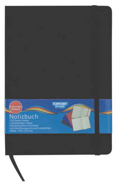 Stylex Schreibwaren Notizbuch Notizbuch 192 Seiten kariert 14,8x21cm Kladde ca. DIN A5 schwarz