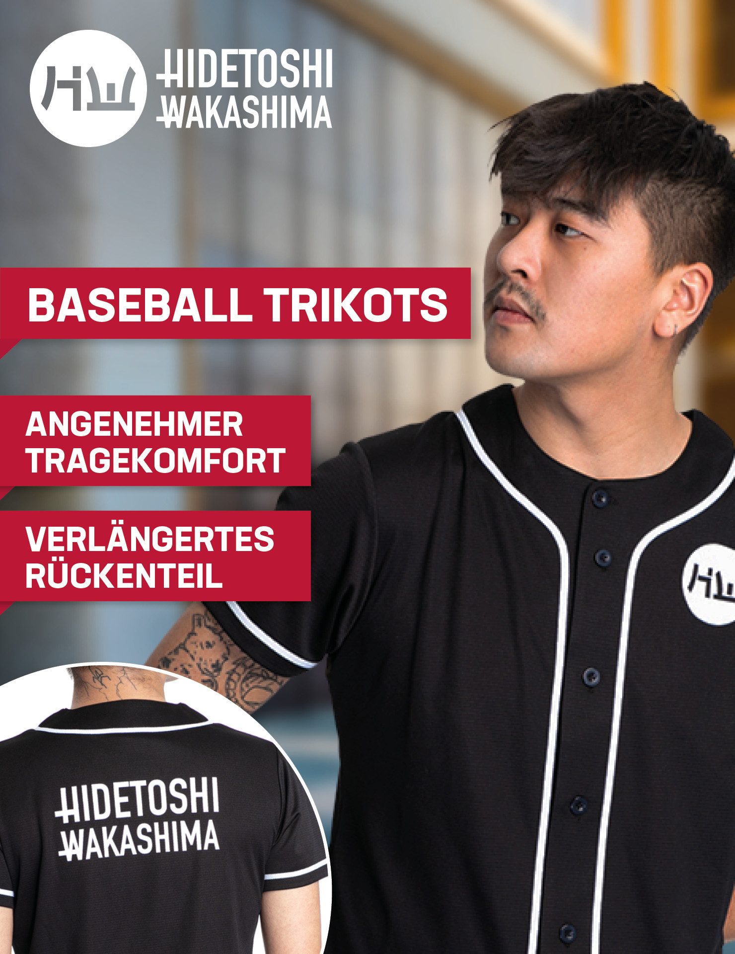 HIDETOSHI WAKASHIMA Baseballtrikot HIDETOSHI WAKASHIMA Herren Baseball Trikot