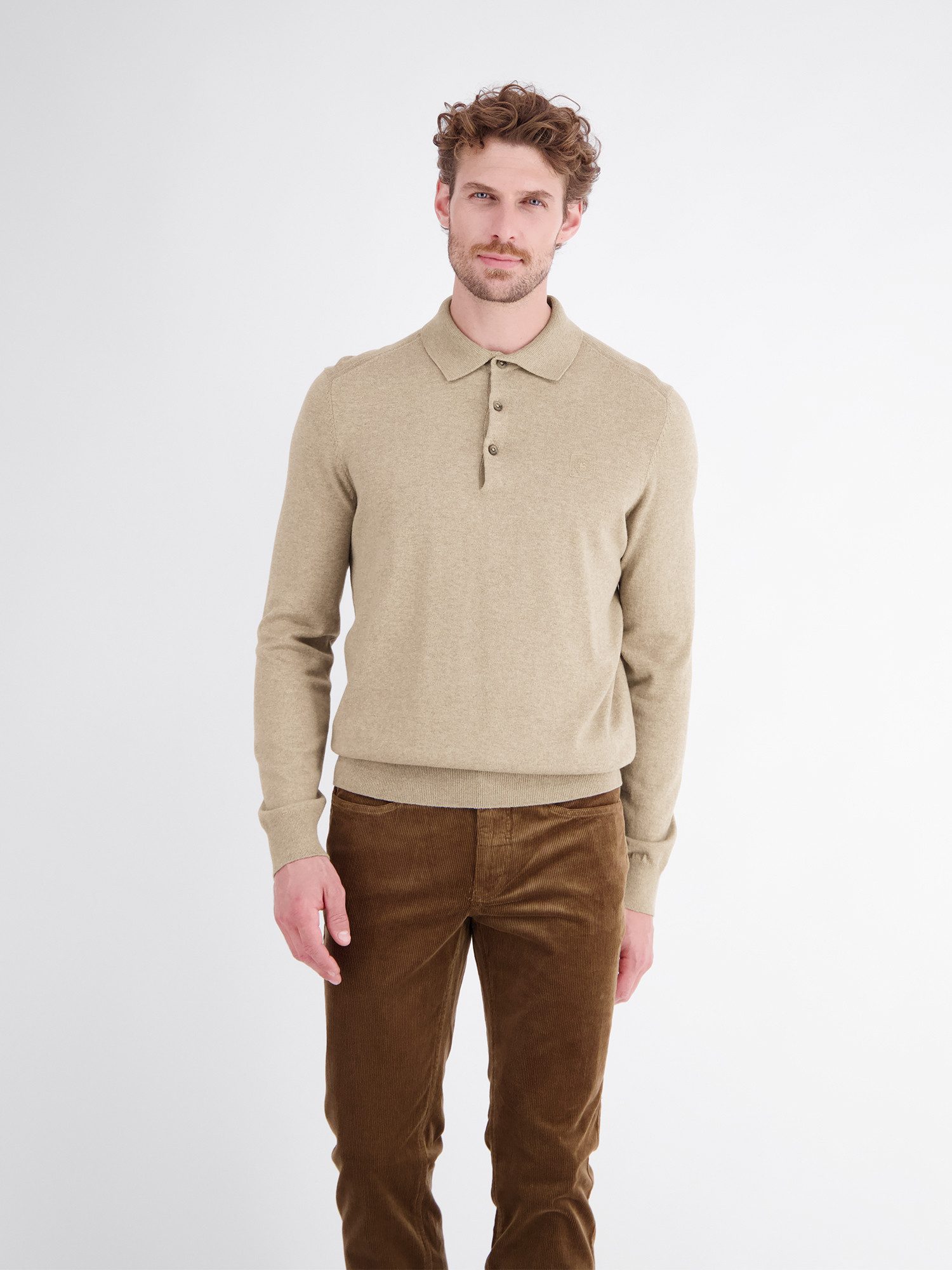 LERROS Langarm-Poloshirt Langarm Polo aus Baumwollstrick mit flexiblen Rippbündchen