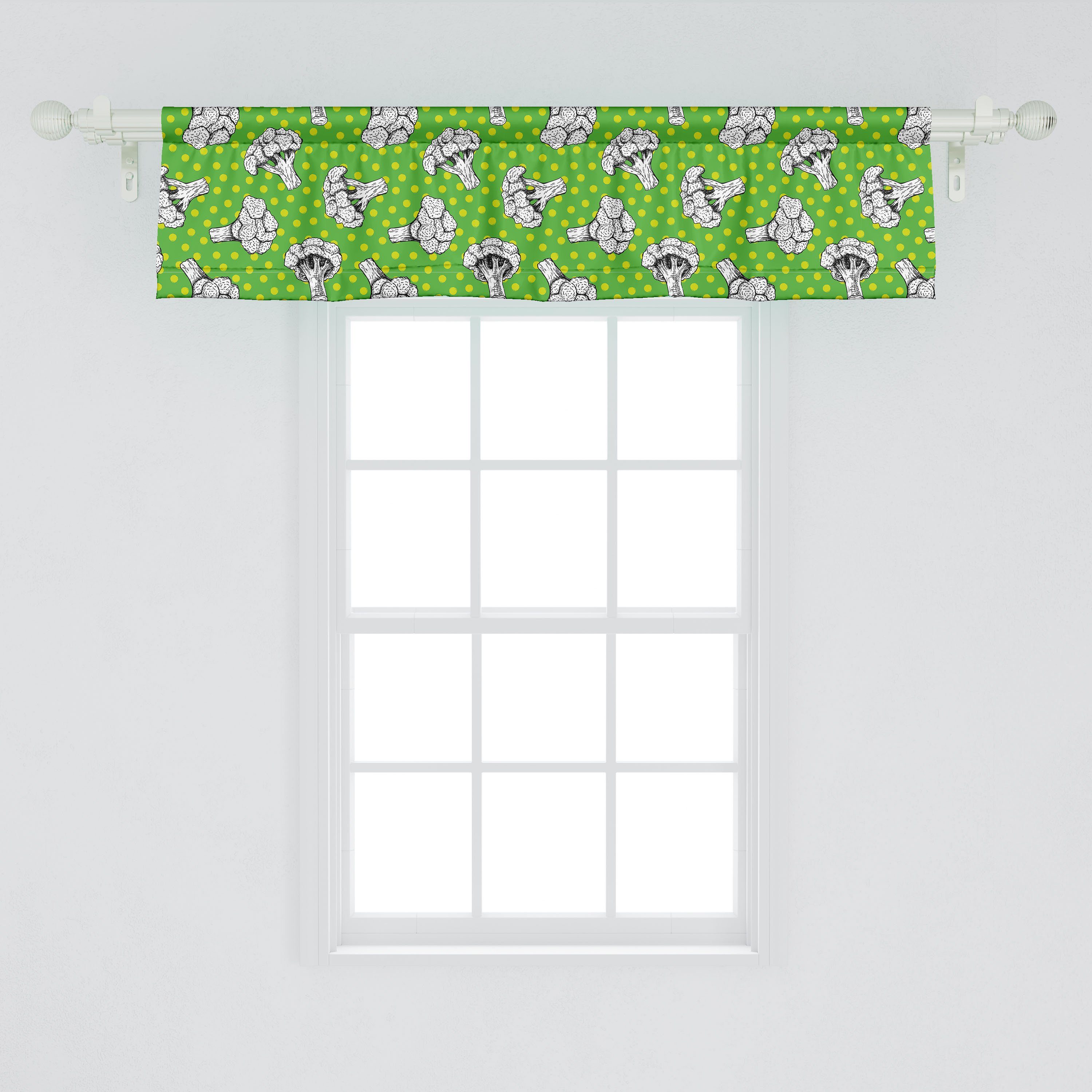 Scheibengardine Vorhang Volant Brokkoli Stangentasche, Dekor von Abakuhaus, Zeichnungen für Schlafzimmer mit Küche Digitale Microfaser, Retro