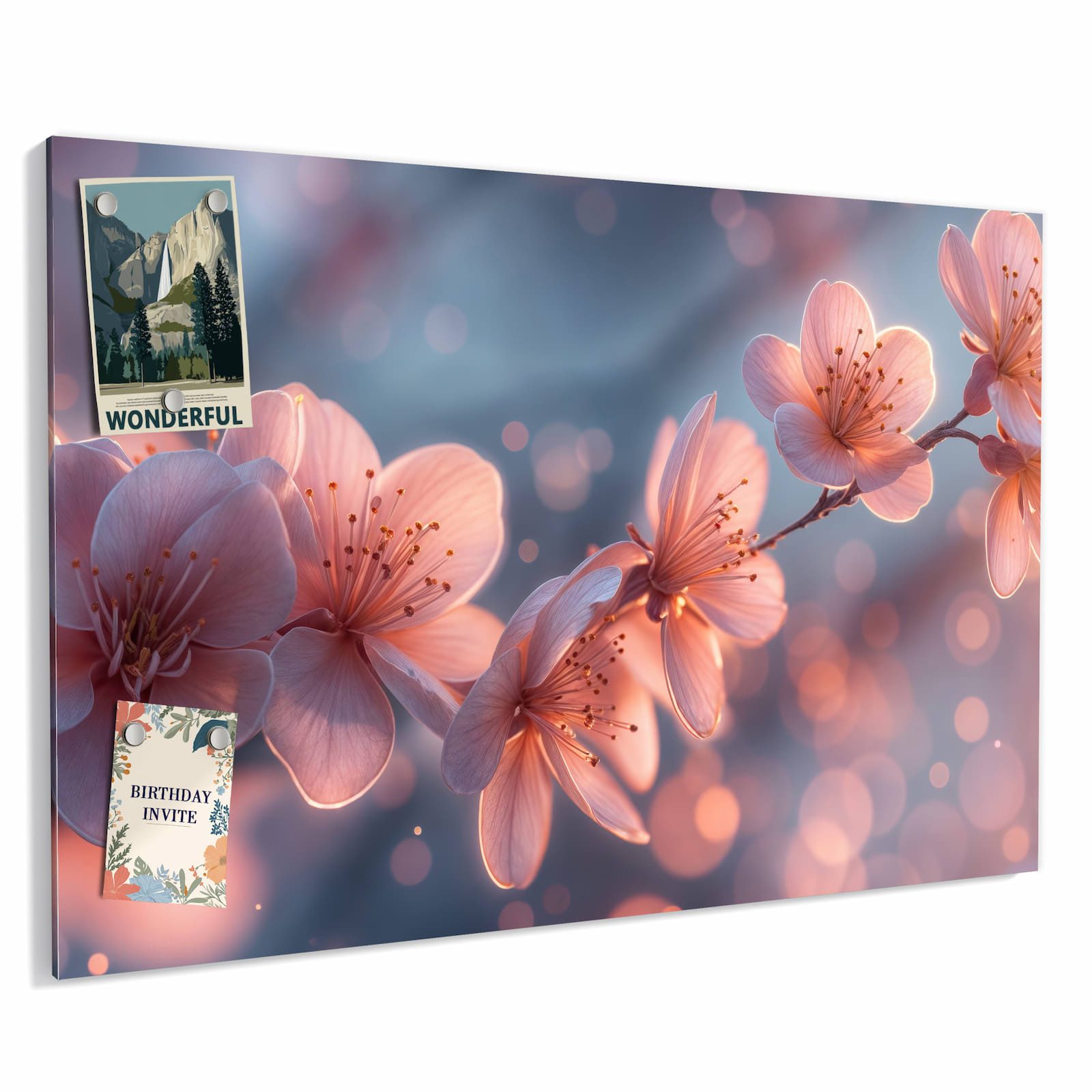 Primedeco Memoboard Metall Blühender Zweig – beschreibbar & magnetisch, (Inklusive Stift, Magnete und Montagematerial, 1-tlg., 9 verschiedene Größen), Magnetisch und Beschreibbar