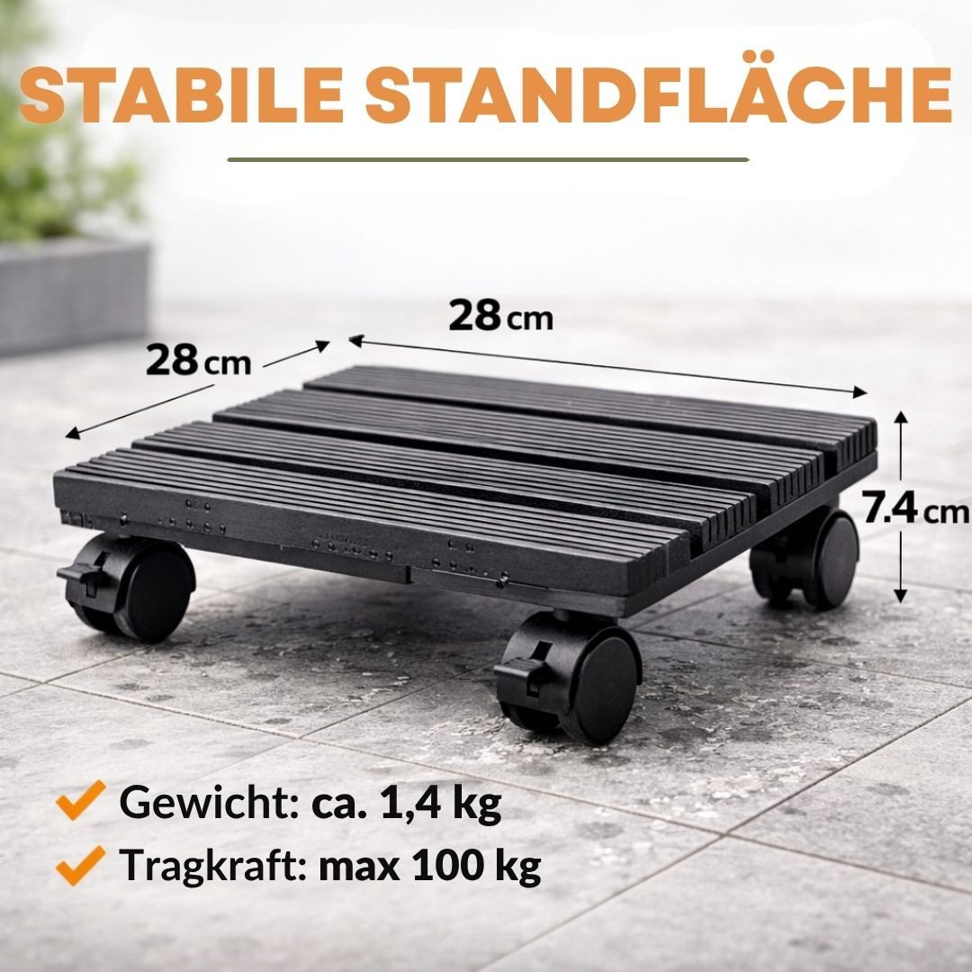 Topanbieter999 Pflanzenroller mit Feststellbremsen, Holzoptik, riss- und splitterfrei – Bild 3 von 5