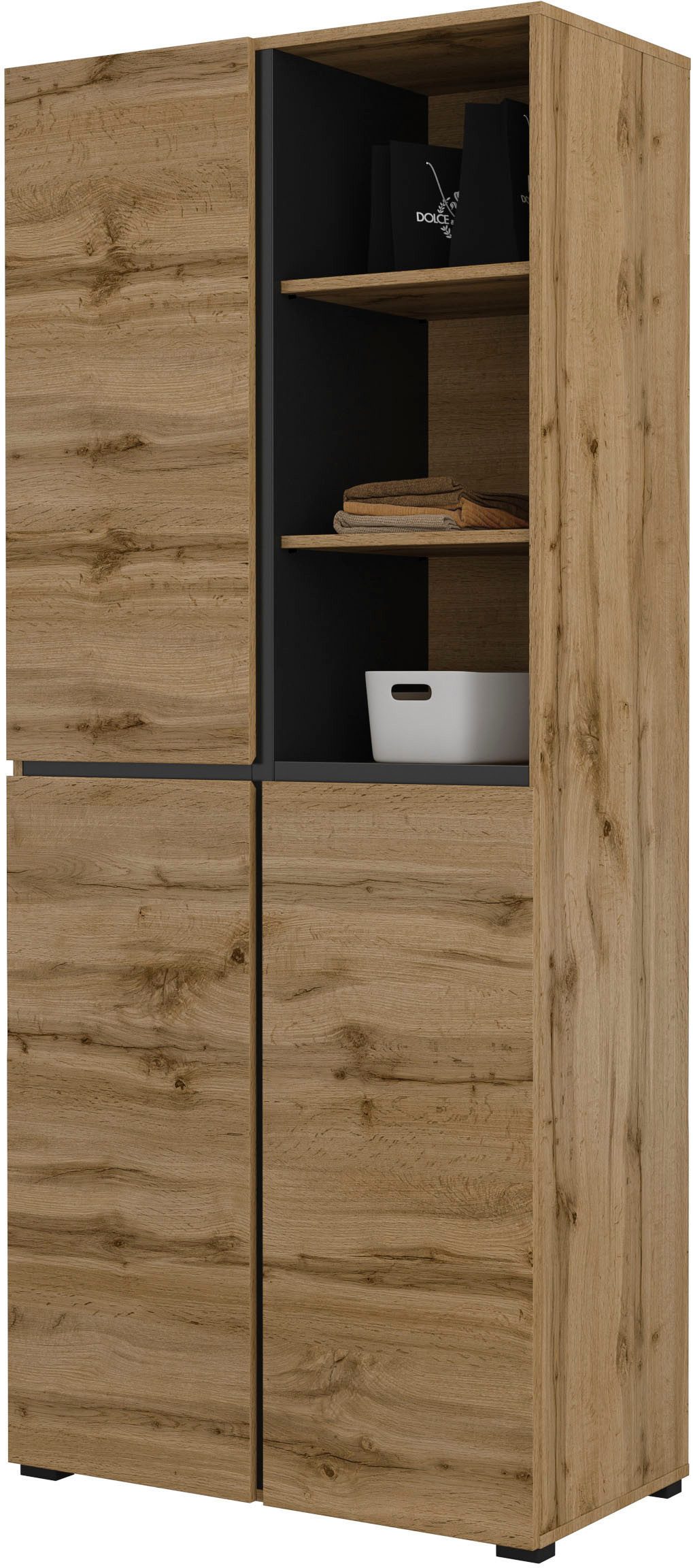 OTTO home Schuhschrank Cross, Höhe 183,5cm, modernes griffloses Schuhregal mit 3 Türen Hochschrank mit viel Stauraum, Platz für ca. 24 Paar Schuhe