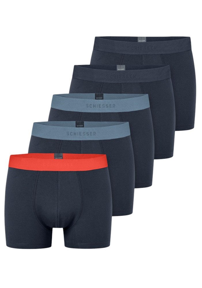 Schiesser Boxershorts Unterwäsche 95/5 Organic Cotton Webgummibund dunkelblau Herren