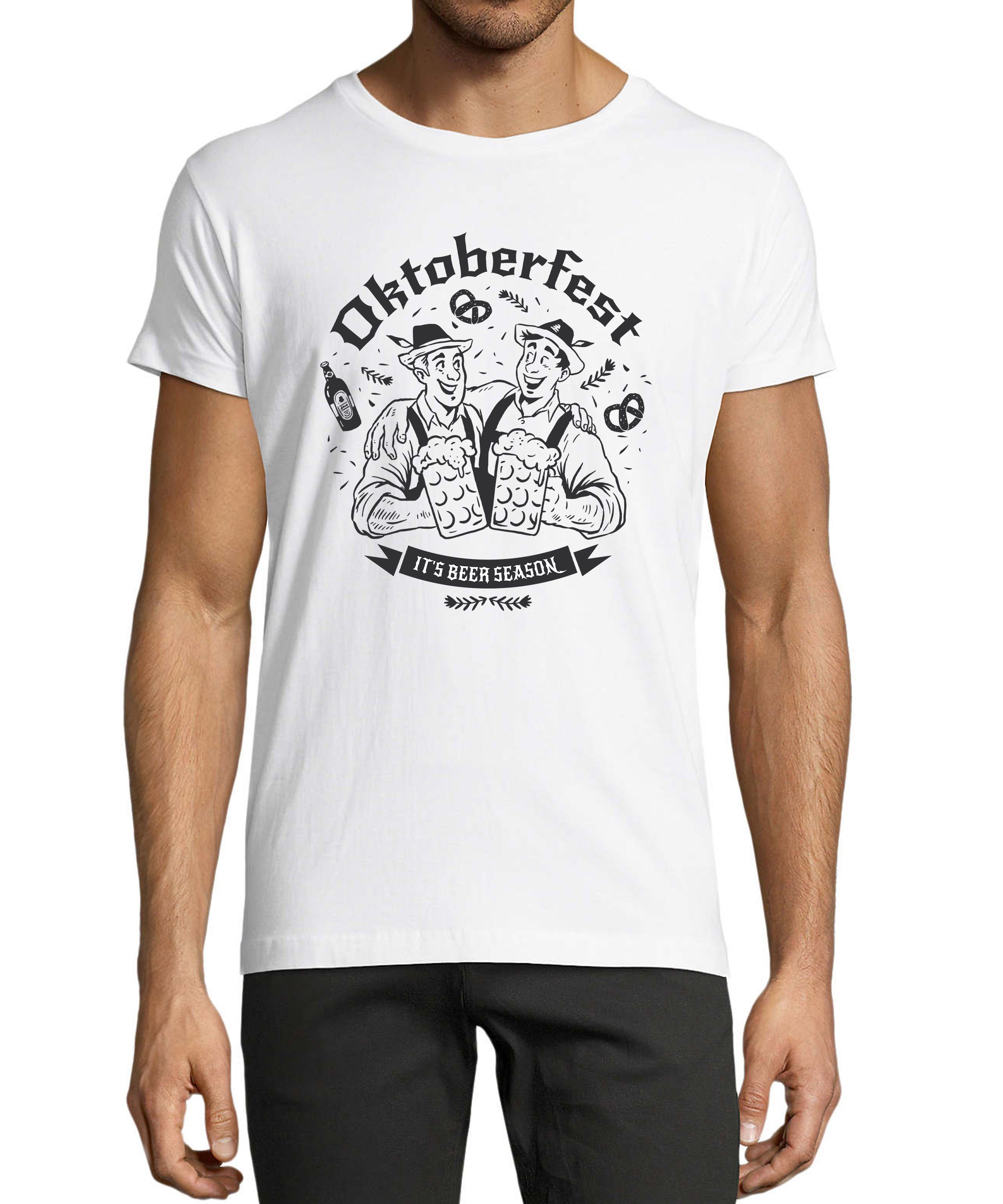 MyDesign24 T-Shirt Herren Fun Shirt - Trinkshirt Oktoberfest T-Shirt It´s Beer Season Baumwollshirt mit Aufdruck Regular Fit, i324 weiss