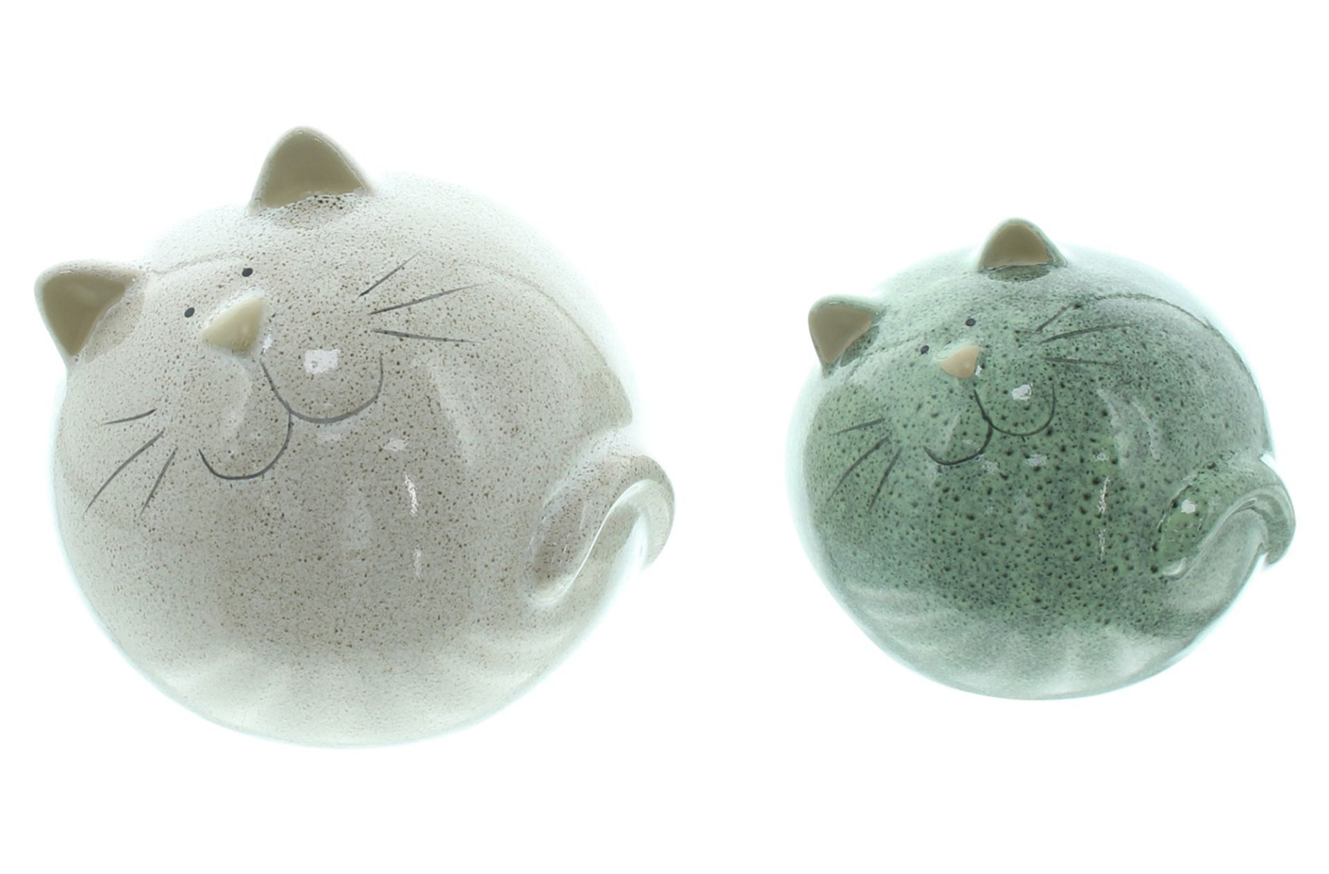 Home-trends24.de Dekofigur Katze Kugel Deko Figur Porzellan 2er Set (2 St)