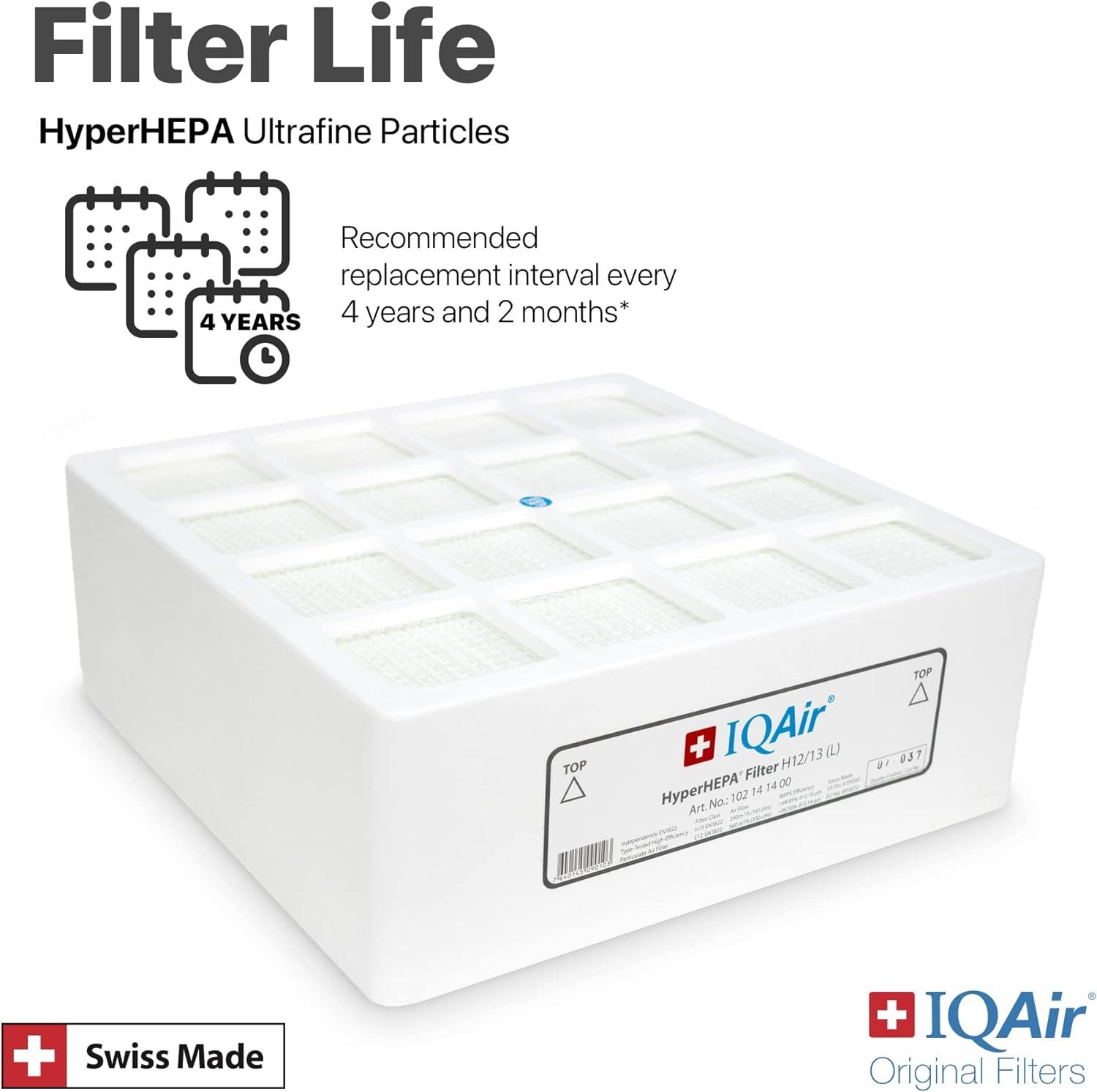 IQAir Ersatzfilter für IQAir HealthPro Raumluftreiniger - HyperHEPA H12/H13, Zubehör für HealthPro Series, Filter 3/3 gegen Feinstaub PM2.5, Allergene, Viren & Bakterien