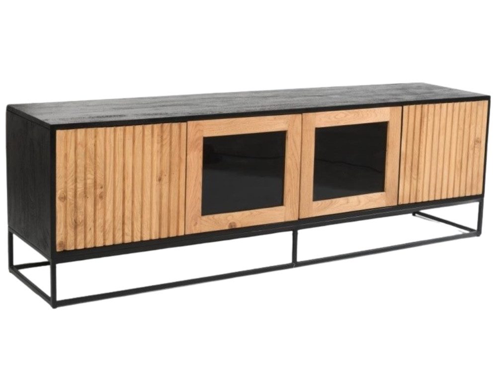 WOLF MÖBEL Sideboard (175 x 40 x 55), NAMIBIA Lowboard mit 2 Glas-/ 2 Holztüren