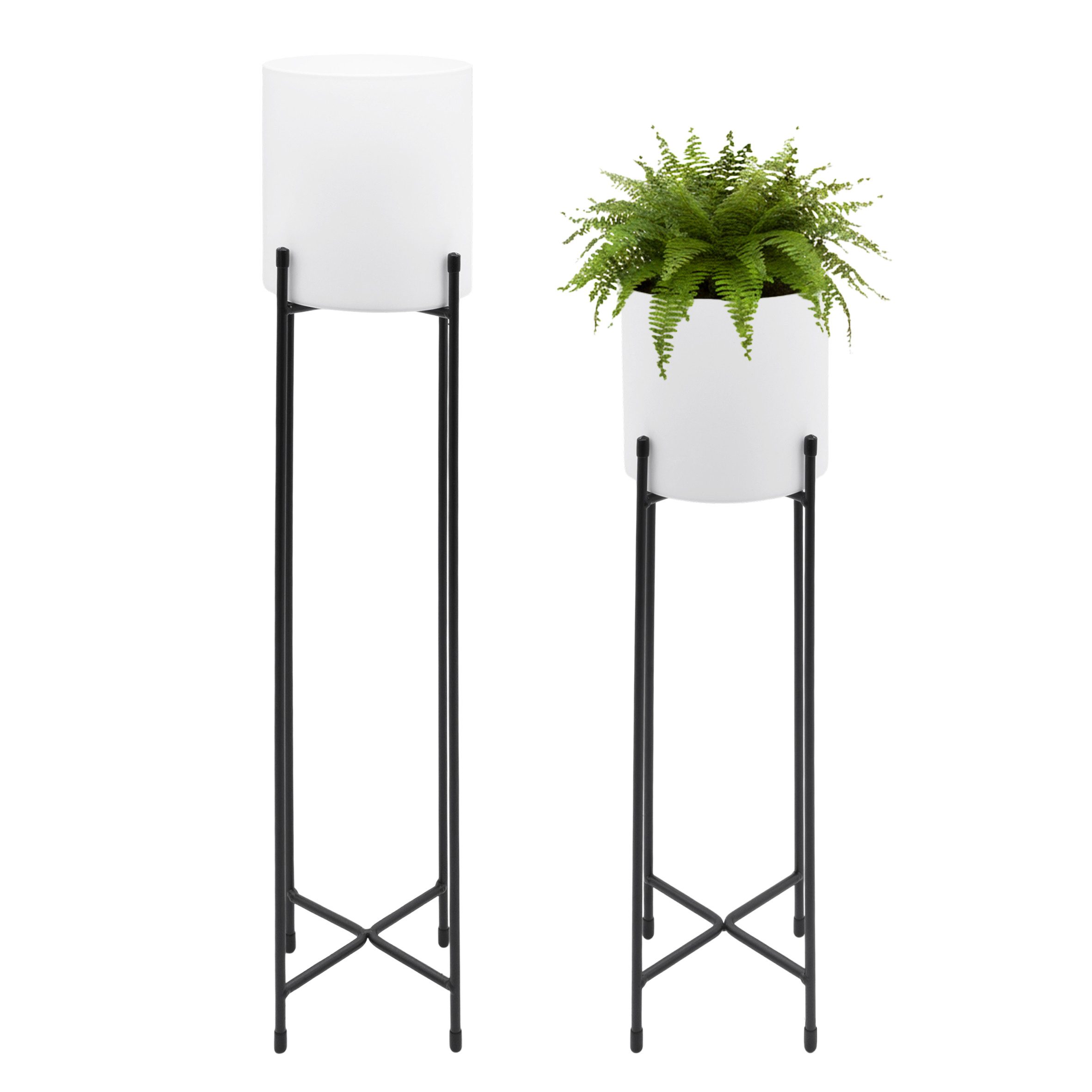 Spetebo Blumenständer Blumentopfgestell inkl. Töpfe weiß