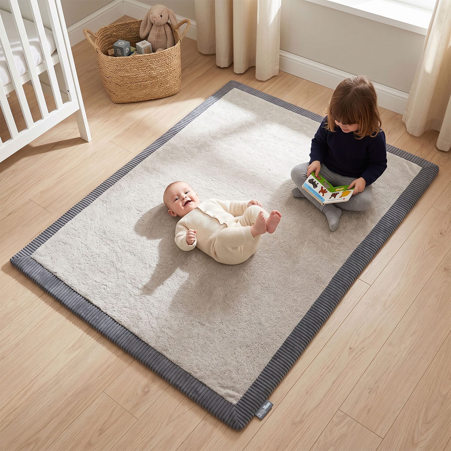 KiddyMoon Spielmatte KM-MT-RUG-1X (Krabbelmatte für Babys und Kinder, gepolsterte Spielmatte)