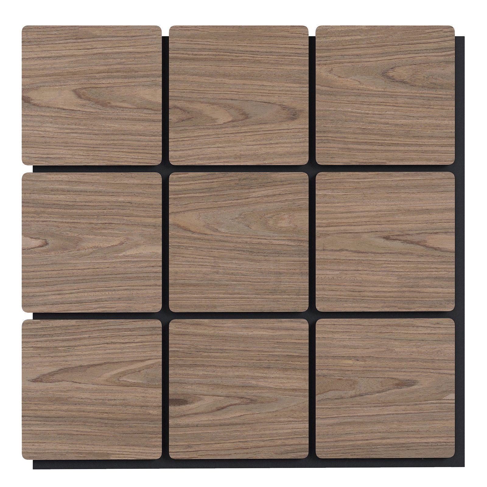 COSTWAY Akustikplatte, (4-St), Für Wände mit 9 quadratischen Holzplatten