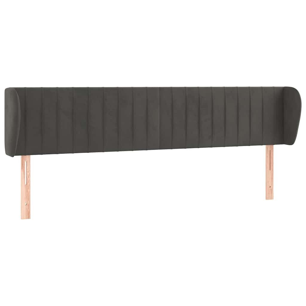 Bett Kopfteil mit Ohren Dunkelgrau 203x23x78/88 cm Samt