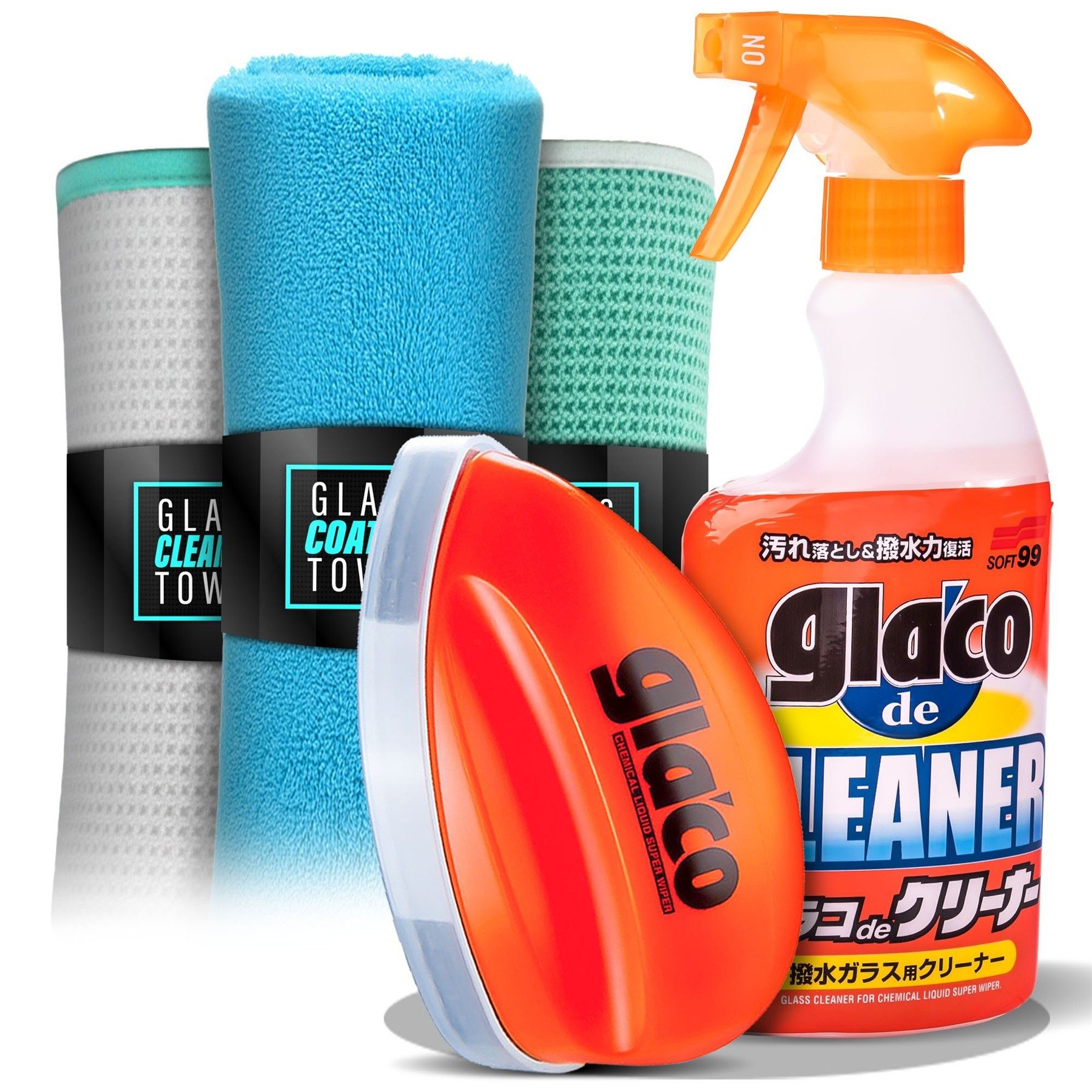 detailmate Soft99 Glaco Set Glasreiniger + Glaco Q Scheibenversieglung + Zubehör Glasreiniger (5-St)