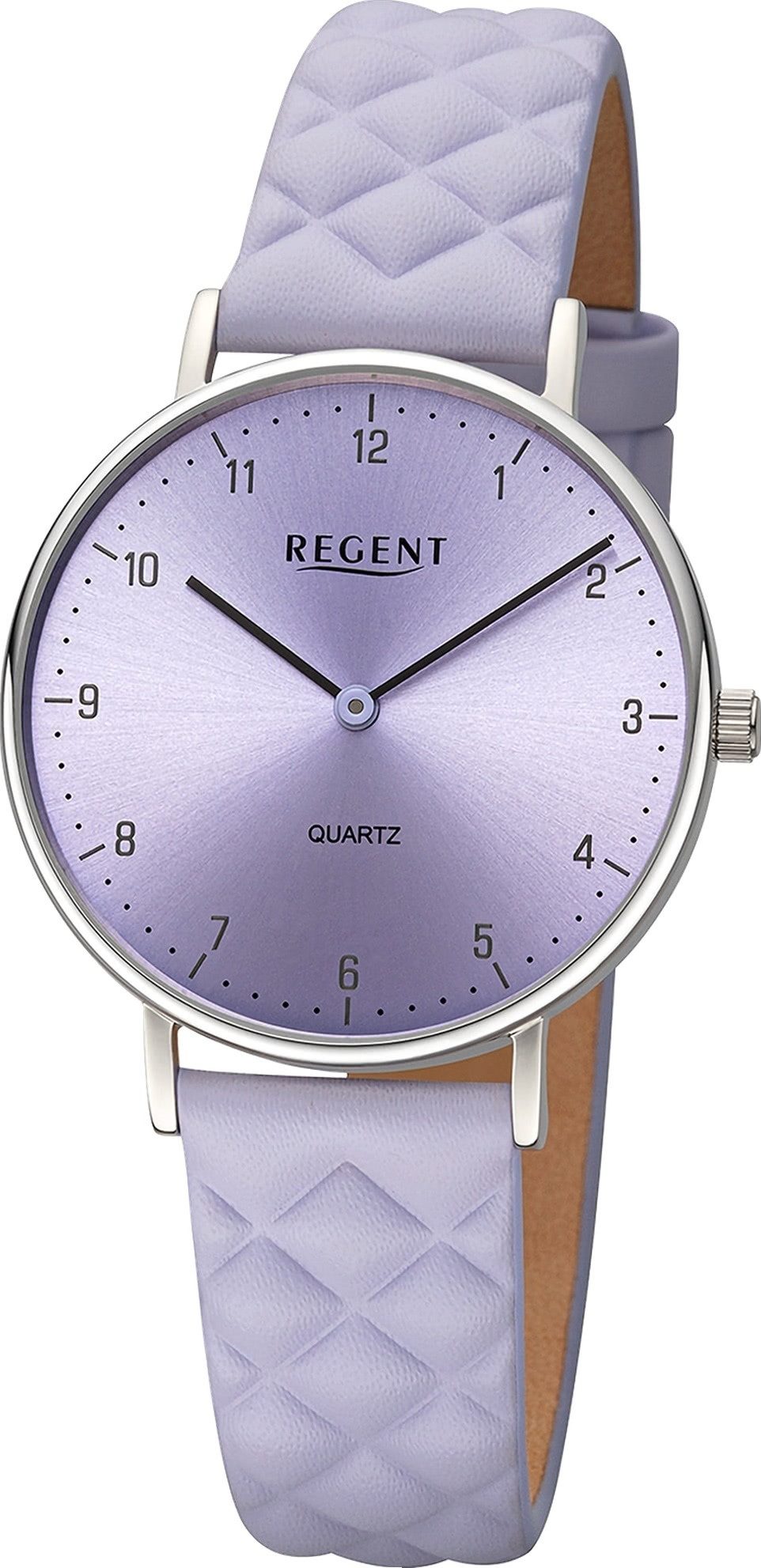 Regent Quarzuhr Regent Damenuhr Edelstahl-Armbanduhr, (Analoguhr), Damenuhr rund, mittel (ca. 34mm) Lederarmband, Casual-Style