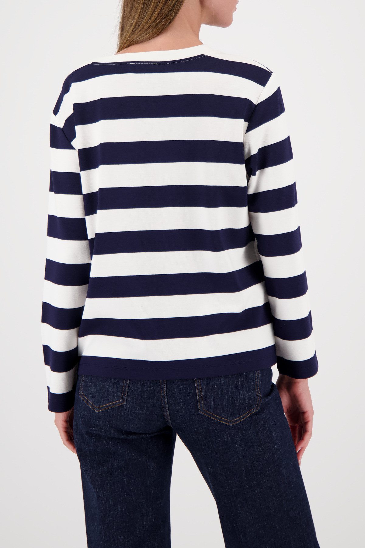 Monari Sweatshirt Rundhalsausschnitt, Regular Fit, Knopfleiste an der Schulter