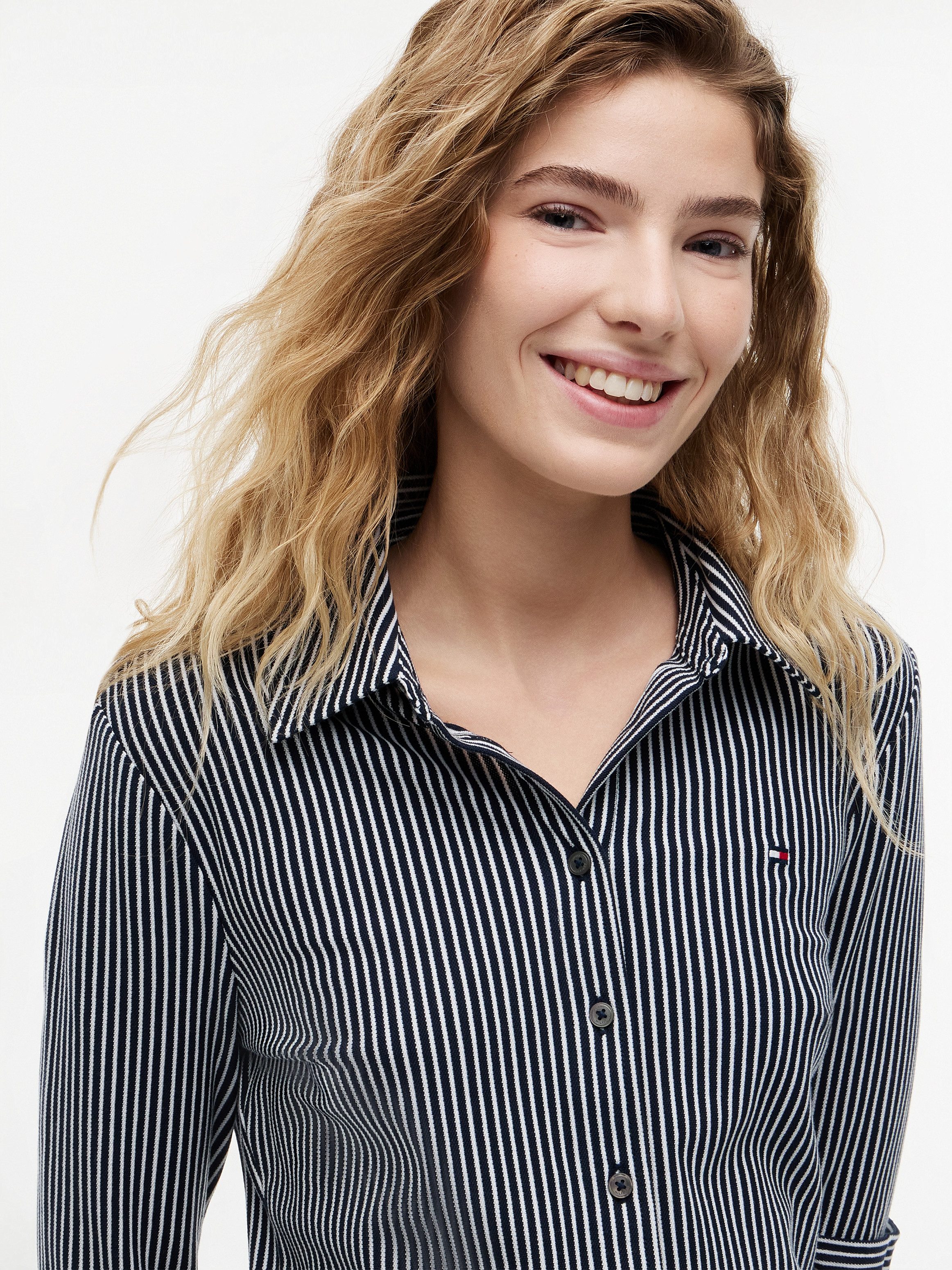 Tommy Hilfiger Langarmbluse SLIM PIQUE Baumwollmischung, slim fit