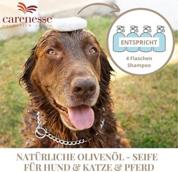 Carenesse Haarshampoo 2x Hundeseife mit Lorbeeröl & Olivenöl natürliche Fellpflege, 2x180 g, Tiershampoo für jeden Felltyp I Reinigung & Fellpflege für Haustiere