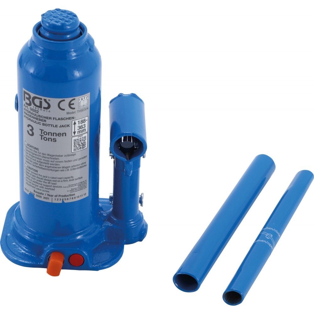 BGS technic BGS Hydraulikheber technic 9882 - 3 t Hydraulischer Flaschen-Wagenheber - blau