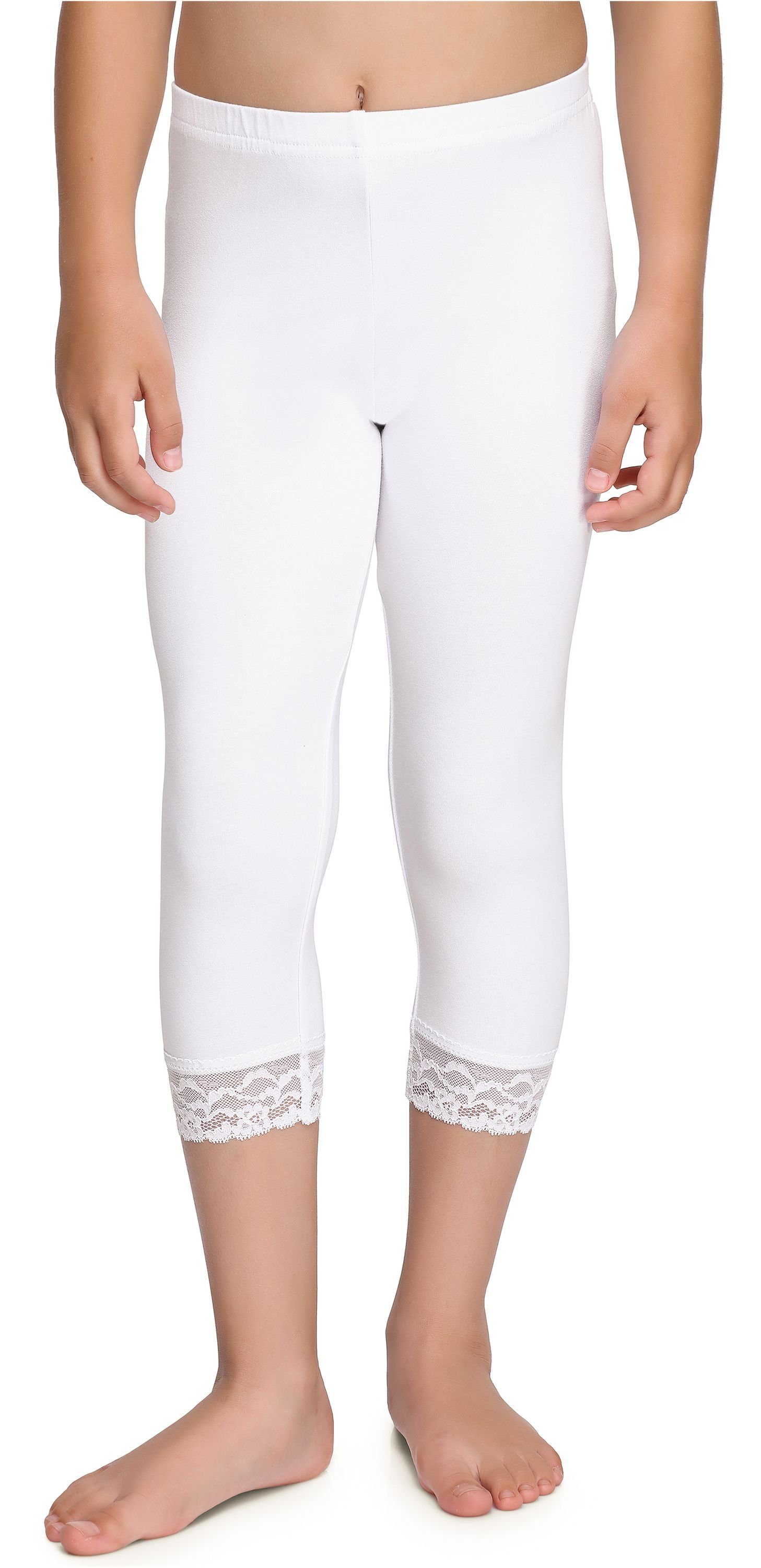 Mädchen elastischer Weiß MS10-293 Leggings 3/4 Capri Leggings Merry Bund (1-tlg) Style