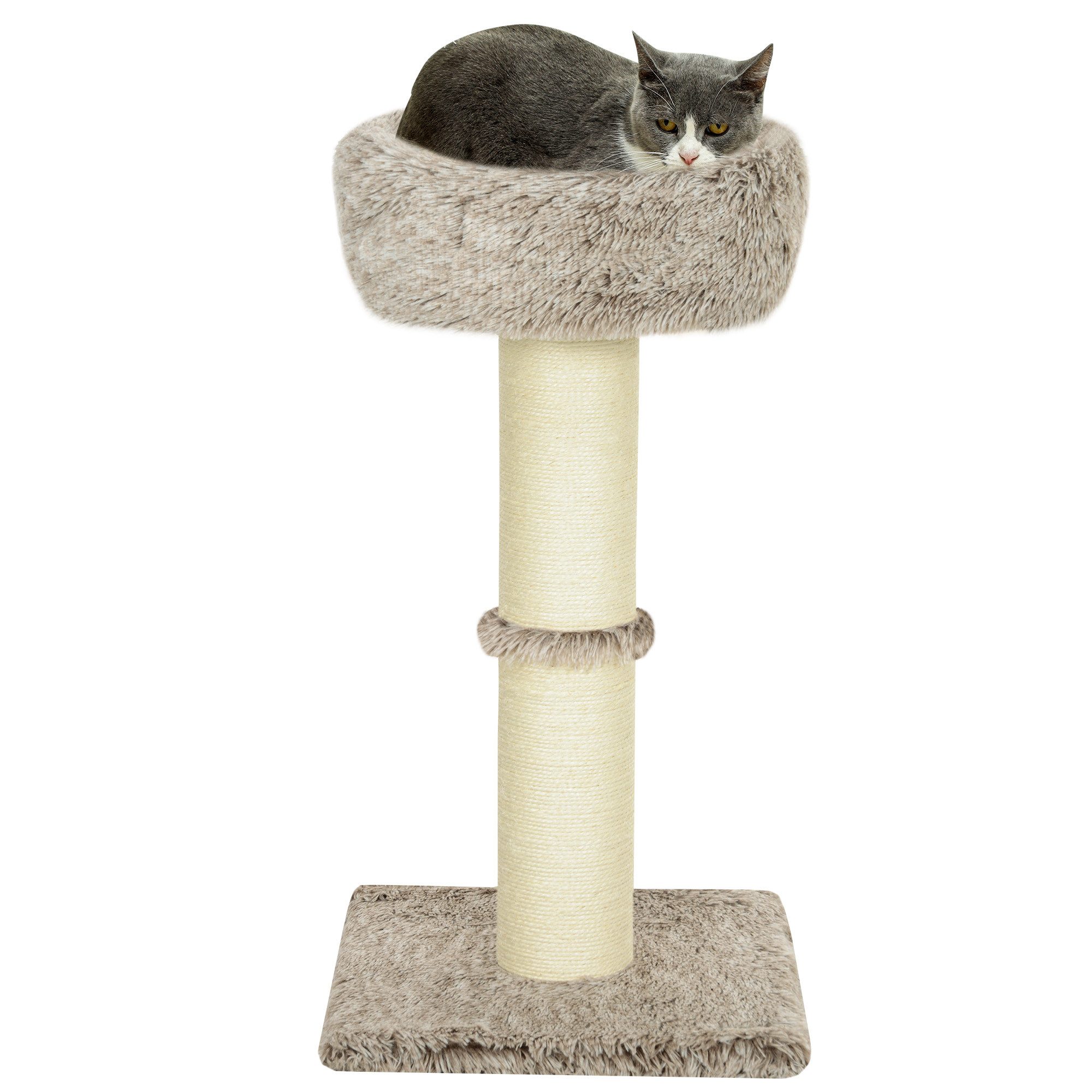 Kratzbaum 87 cm hoch, mit Bett, dick Stamm, Sisal-Kratzsäulen