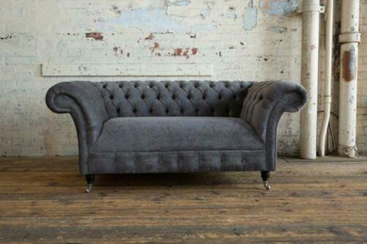 Sitzer Chesterfield-Sofa, JVmoebel Couchen Samt 2 Couch Designer Stoff Cheserfield Sofa