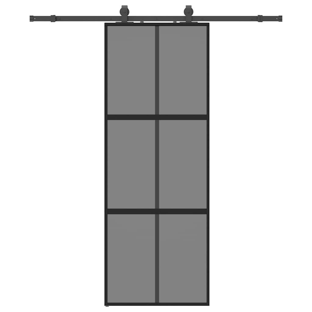 vidaXL Zimmertür 76 x 205 cm 183 cm sliding rail Schiebetür mit Beschlag Schwarz 76x205