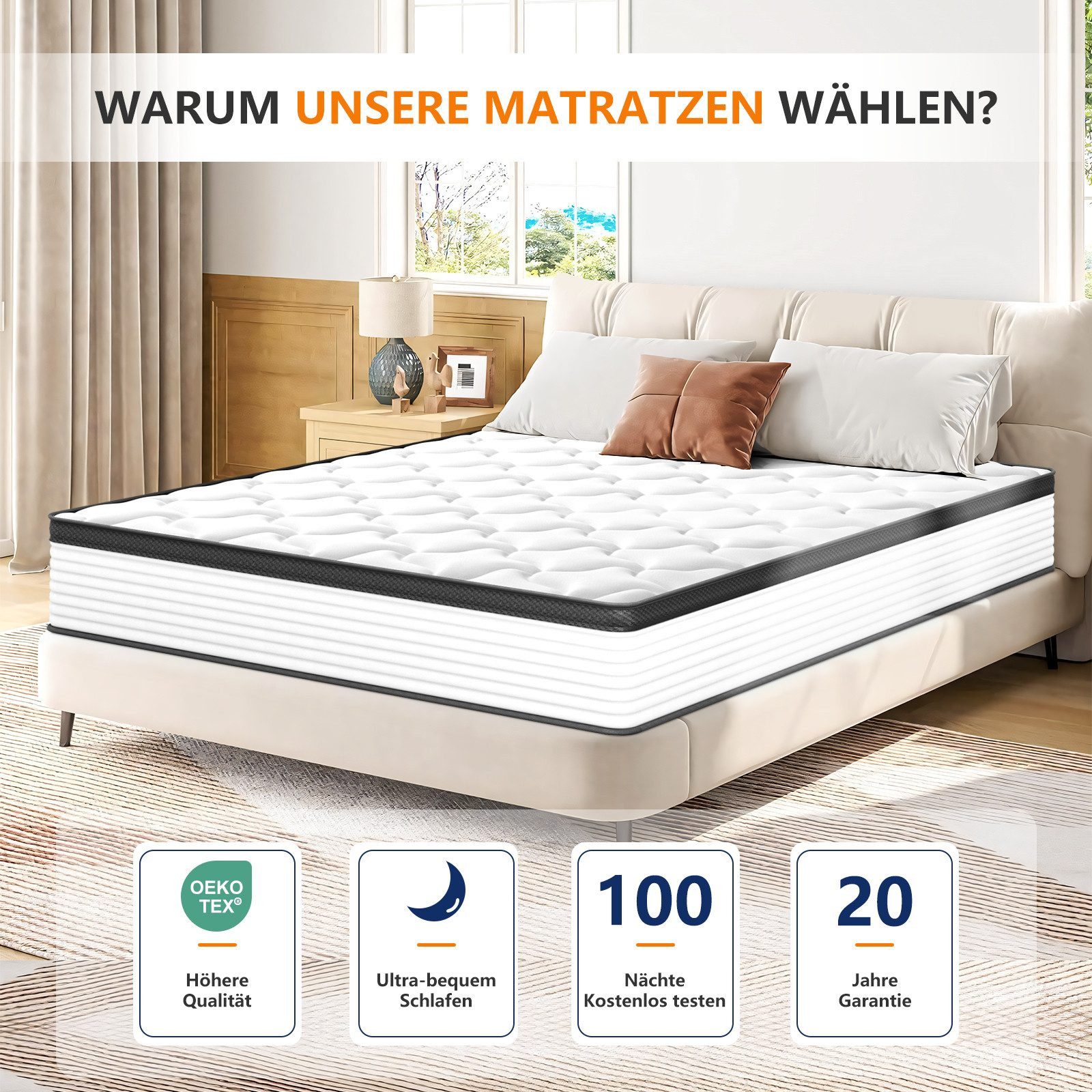 Federkernmatratze Matratze 140x200 cm, Matratze 90x200 günstig online kaufen
