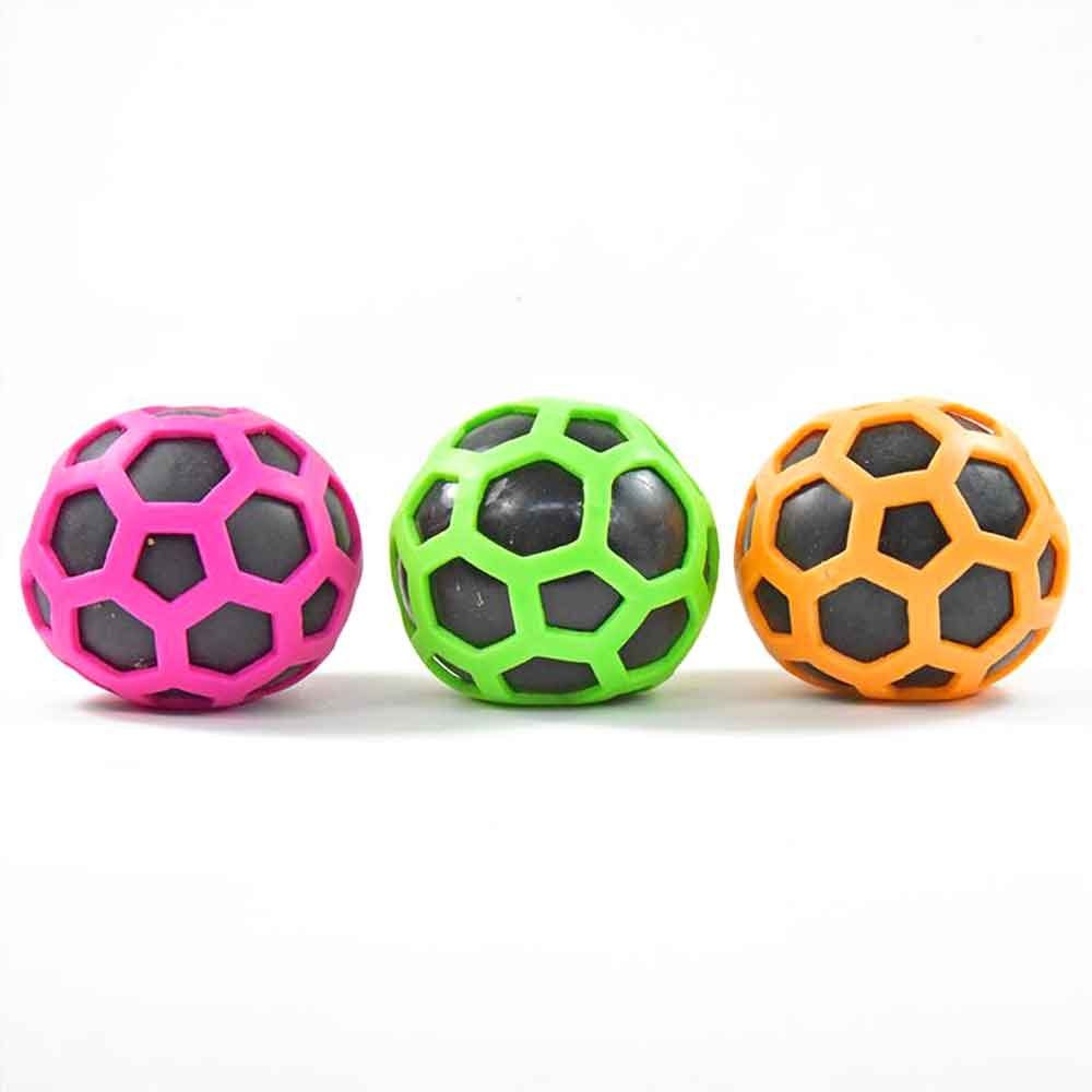 Kögler Spielball 3 x Antistress Ball Duo-Color Netzbälle Stressball grün, pink, orange 80 mm (Set)