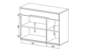 Natur24 Sideboard Kommode Bento Wildeiche massiv 111x45x83cm mit 3 Türen und 1 Schublade