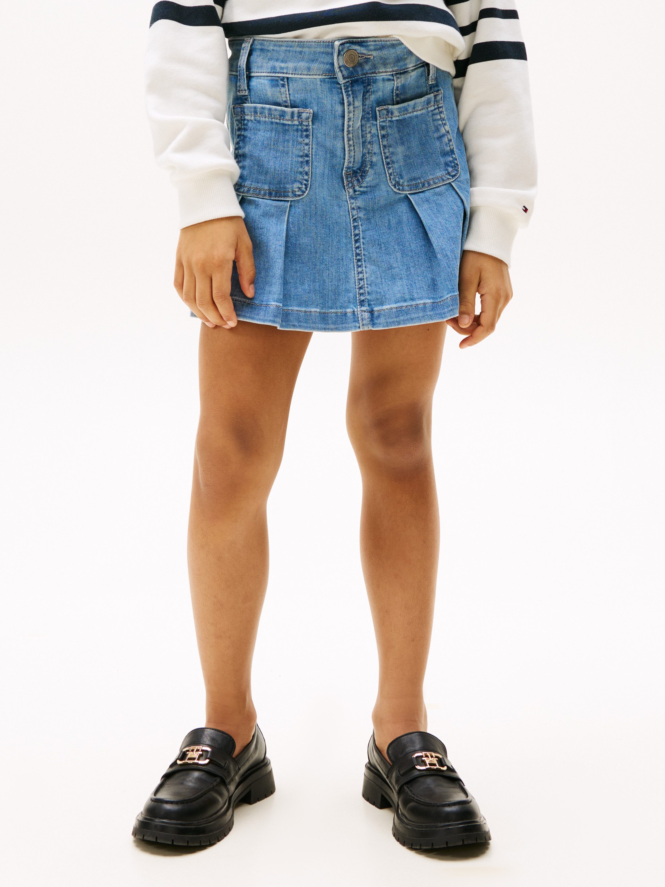 Tommy Hilfiger Faltenrock DENIM SKIRT PLEATED in blauer Waschung