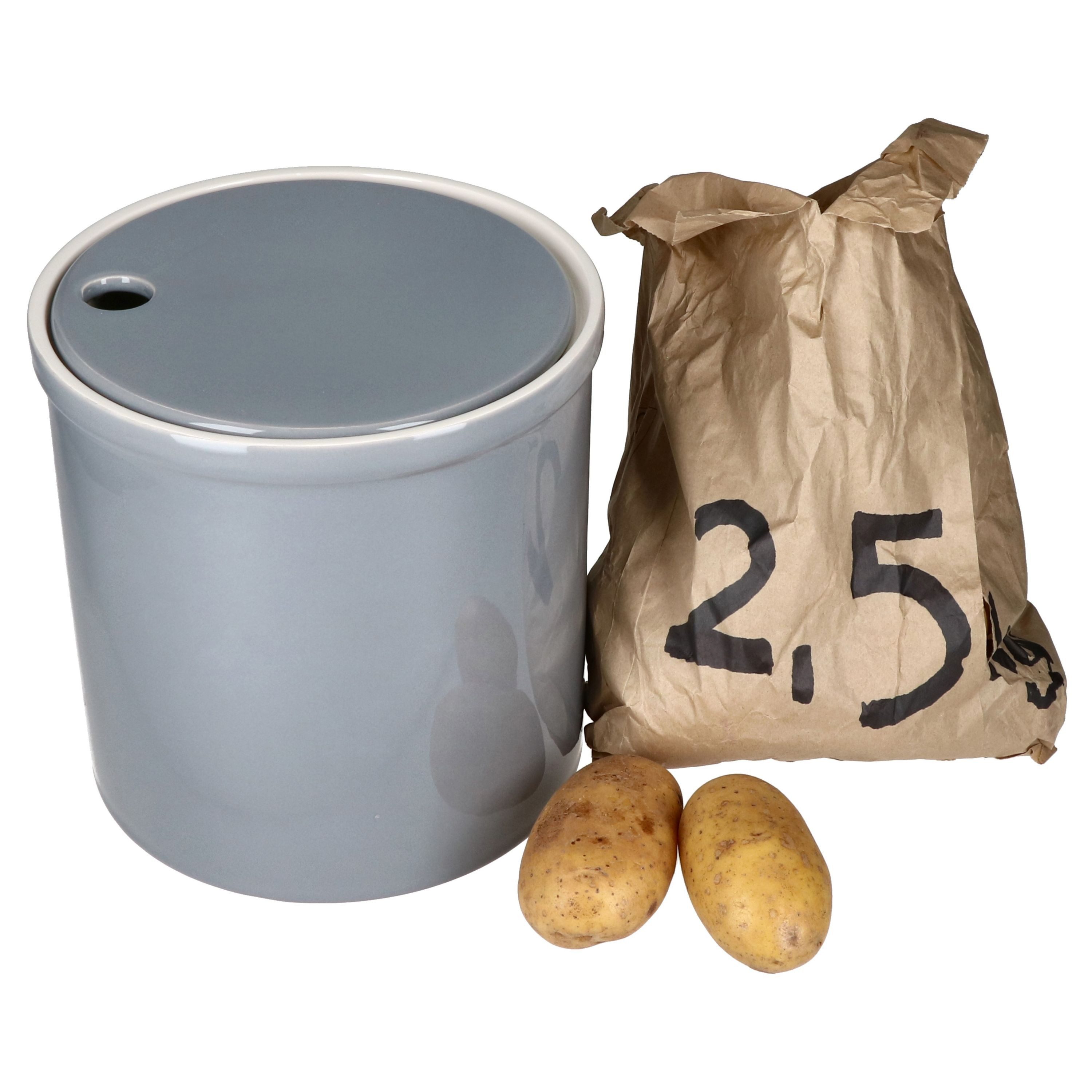 MamboCat Vorratsglas Oskar Vorratsdose Grau Kartoffeltopf mit Deckel Aufbewahrungsbox Ton, Ton – Bild 2 von 5
