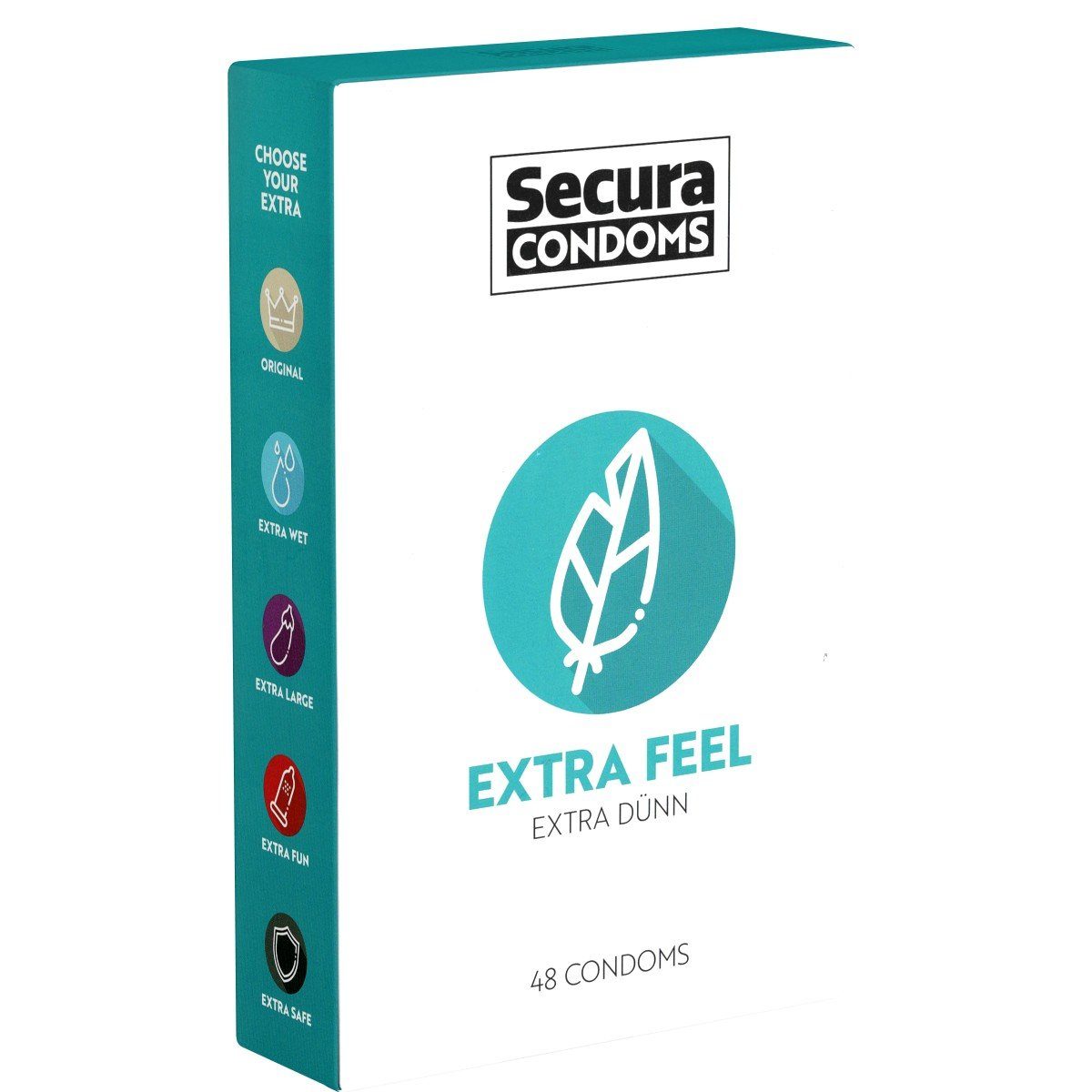 Secura Kondome Extra Feel gefühlschte Kondome, Packung mit, 48 St., Kondome für das pure Naturgefühl, extra dünne Kondome für mehr Gefühl