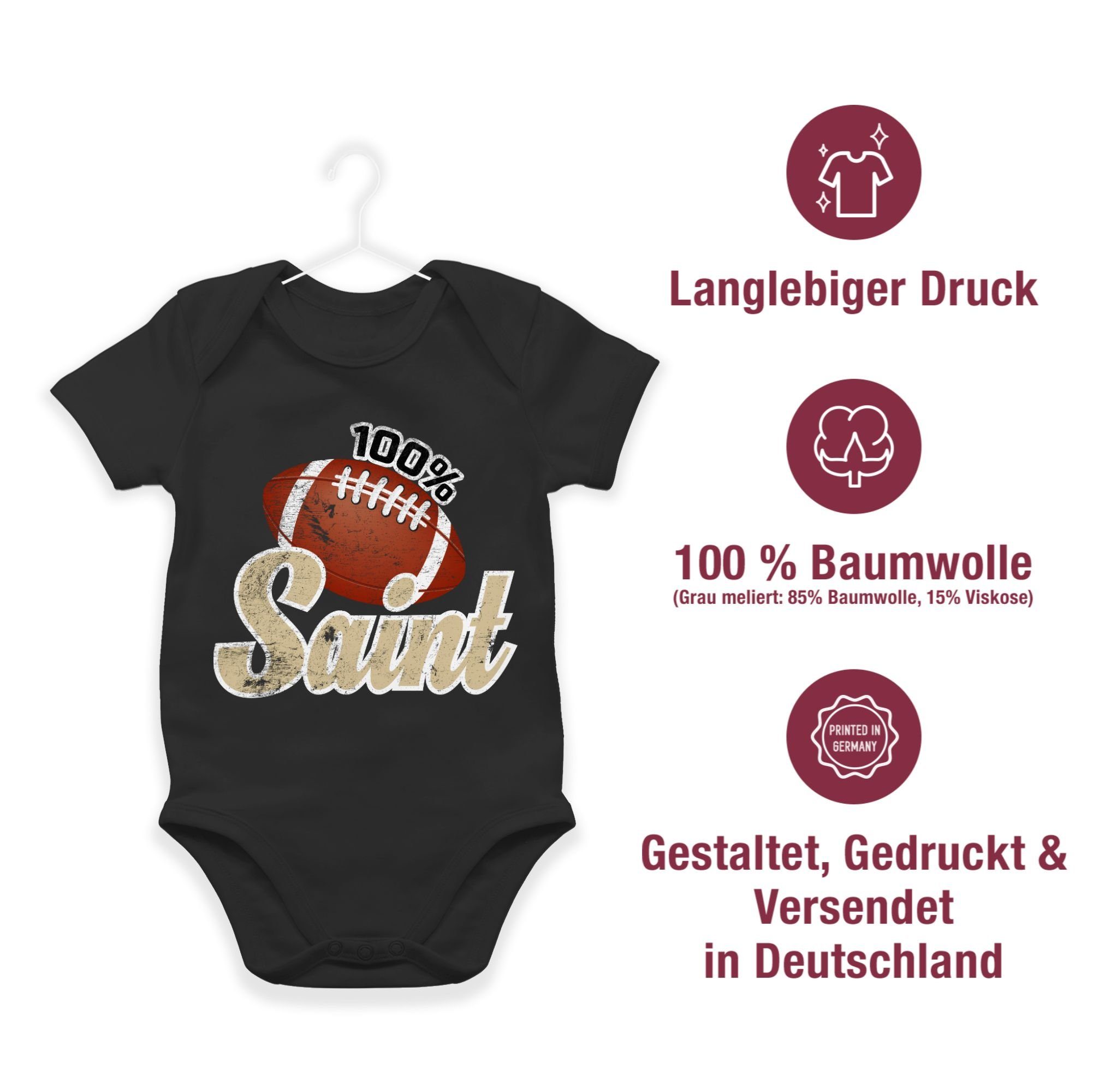 Schwarz Shirtbody Saint Shirtracer & 100% 1 Bewegung Sport Baby