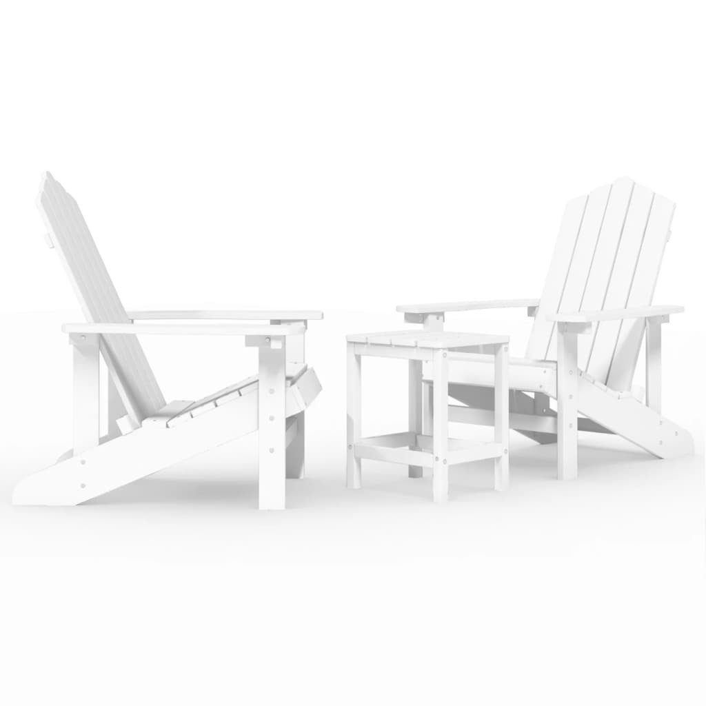 vidaXL Gartenstuhl Adirondack-Gartenstühle mit Tisch HDPE Weiß (1 St)