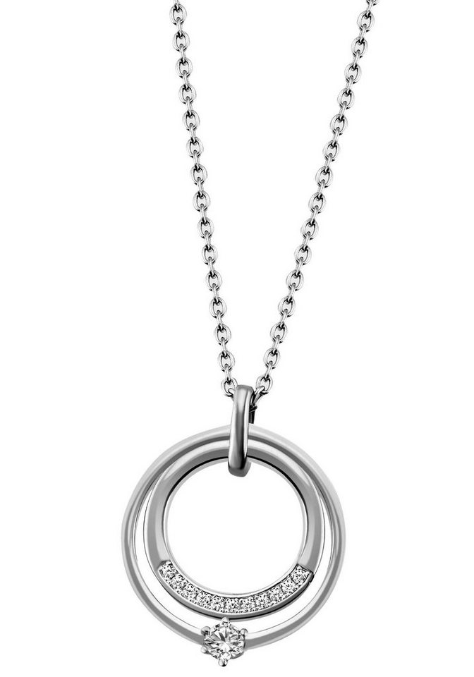 Firetti Kette mit Anhänger Schmuck Geschenk Silber 925 Halsschmuck Halskette  Ankerkette Kreis, zu Kleid, Shirt, Jeans, Sneaker! Anlass Geburtstag  Weihnachten, Echtschmuck Echtsilber Silberschmuck Silber 925 - rhodiniert,  massiv