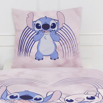 Bettwäsche Lilo & Stitch 135x200 + 80x80 cm, 100 % Baumwolle, MTOnlinehandel, Flanell, 2 teilig, Biber Disney's Kinderbettwäsche Teenagerbettwäsche