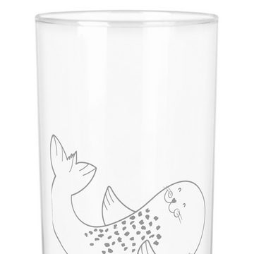 Mr. & Mrs. Panda Glas 400 ml Robbe Liegen - Transparent - Geschenk, Glas, Gute Laune, Ostse, Premium Glas, Exklusive Gravur