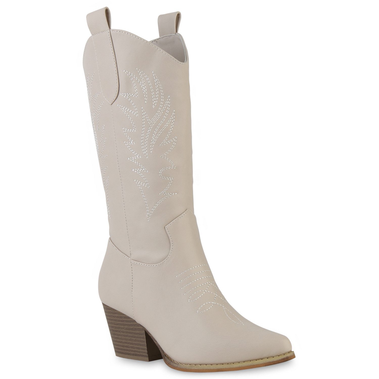 VAN HILL 839874 Cowboystiefel Damen Stiefel Cowboystiefel Stickereien Holzo günstig online kaufen