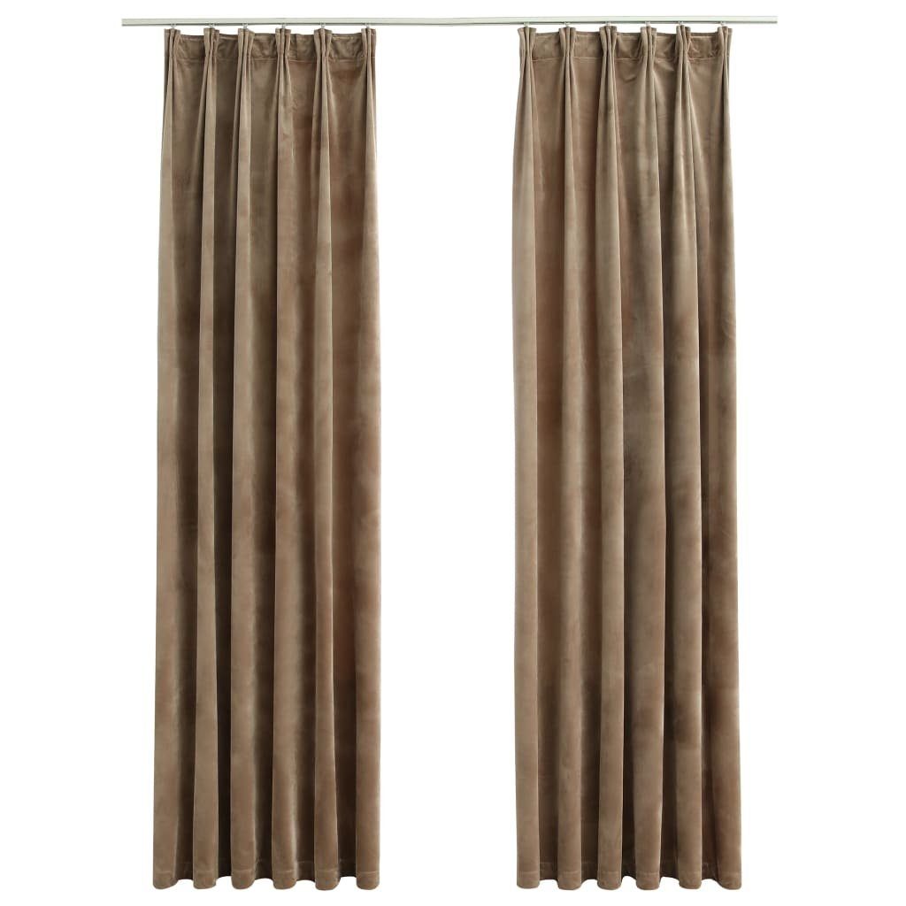 furnicato Vorhang Verdunkelungsvorhänge mit Haken 2 Stk. Samt Beige 140x175 günstig online kaufen