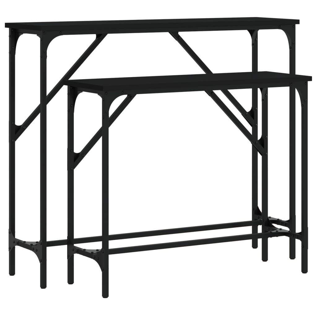 vidaXL Beistelltisch Konsolentische 2 Stk. Schwarz Holzwerkstoff (2-St)