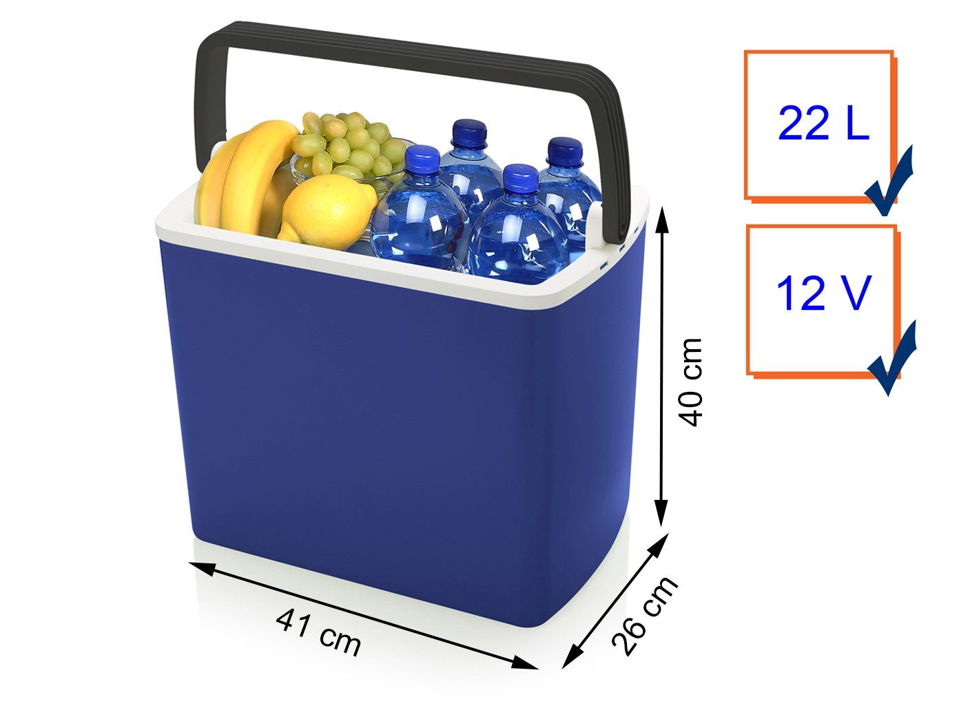 Campart Kühlbox, 22 l, kleine Camping Kühltasche mit 12V Strom für Auto thermoelektrisch Blau | Kühlboxen