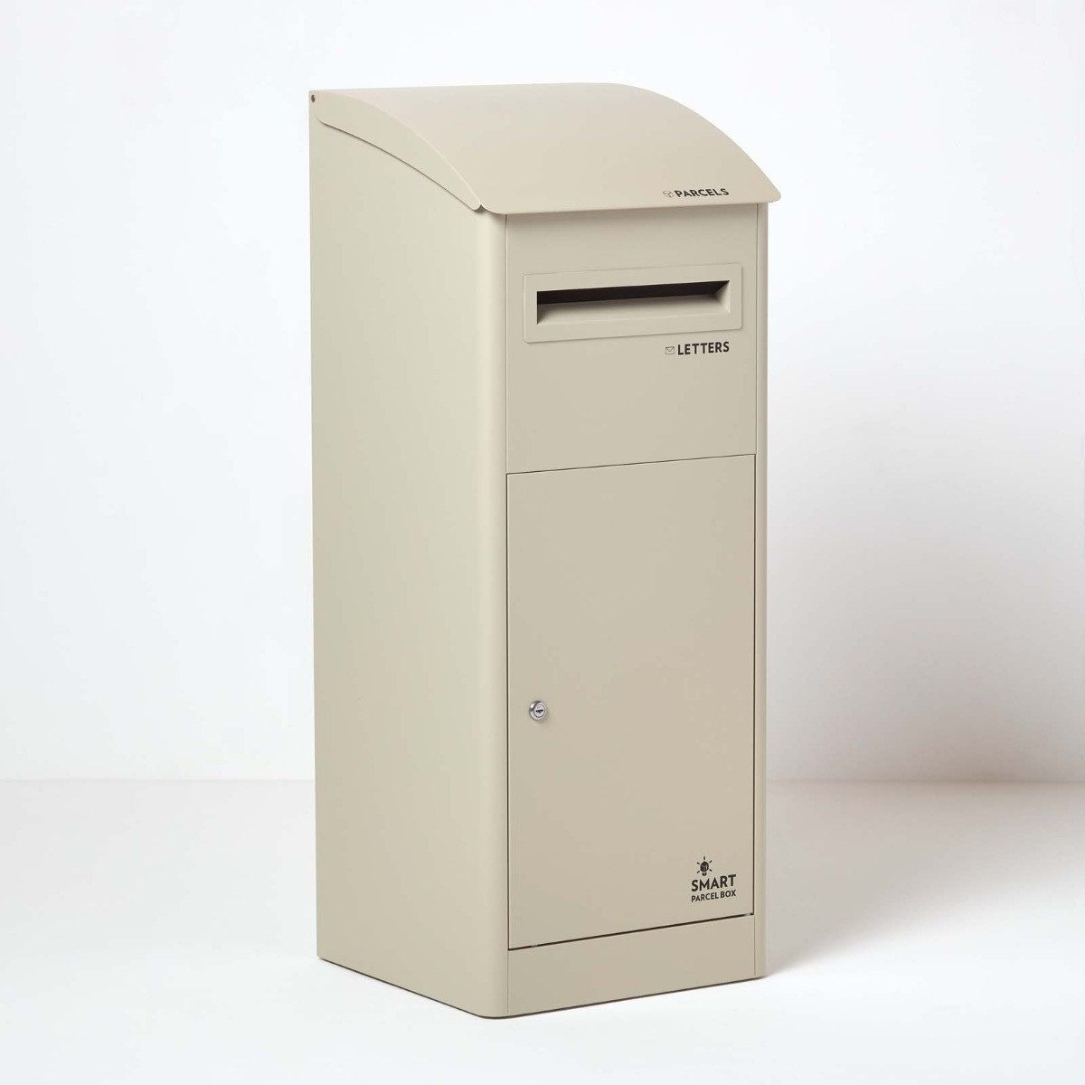 Smart Parcel Box Paketbriefkasten Extra großer Paketbriefkasten mit Schrägdach, Entnahme vorne, creme