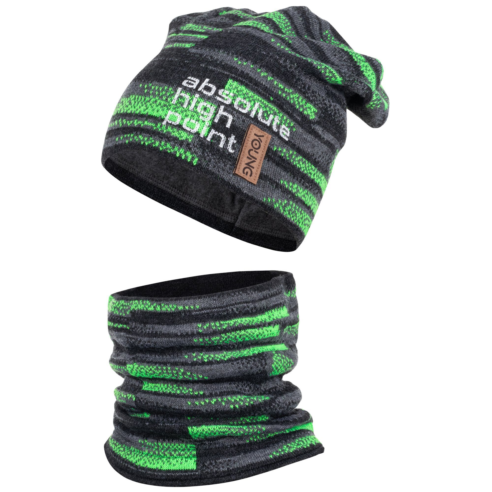 Smarilla Mütze & Schal Wintermütze Strickmütze Strickschal Loop Winterset