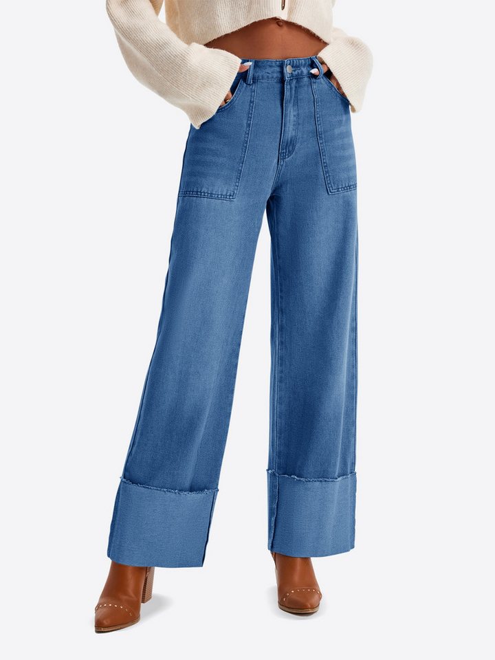 Imily Bela Regular-fit-Jeans Damen Jeans locker geschnittene gerade (Packung, 1-tlg., 1per-Pack) krempelbar