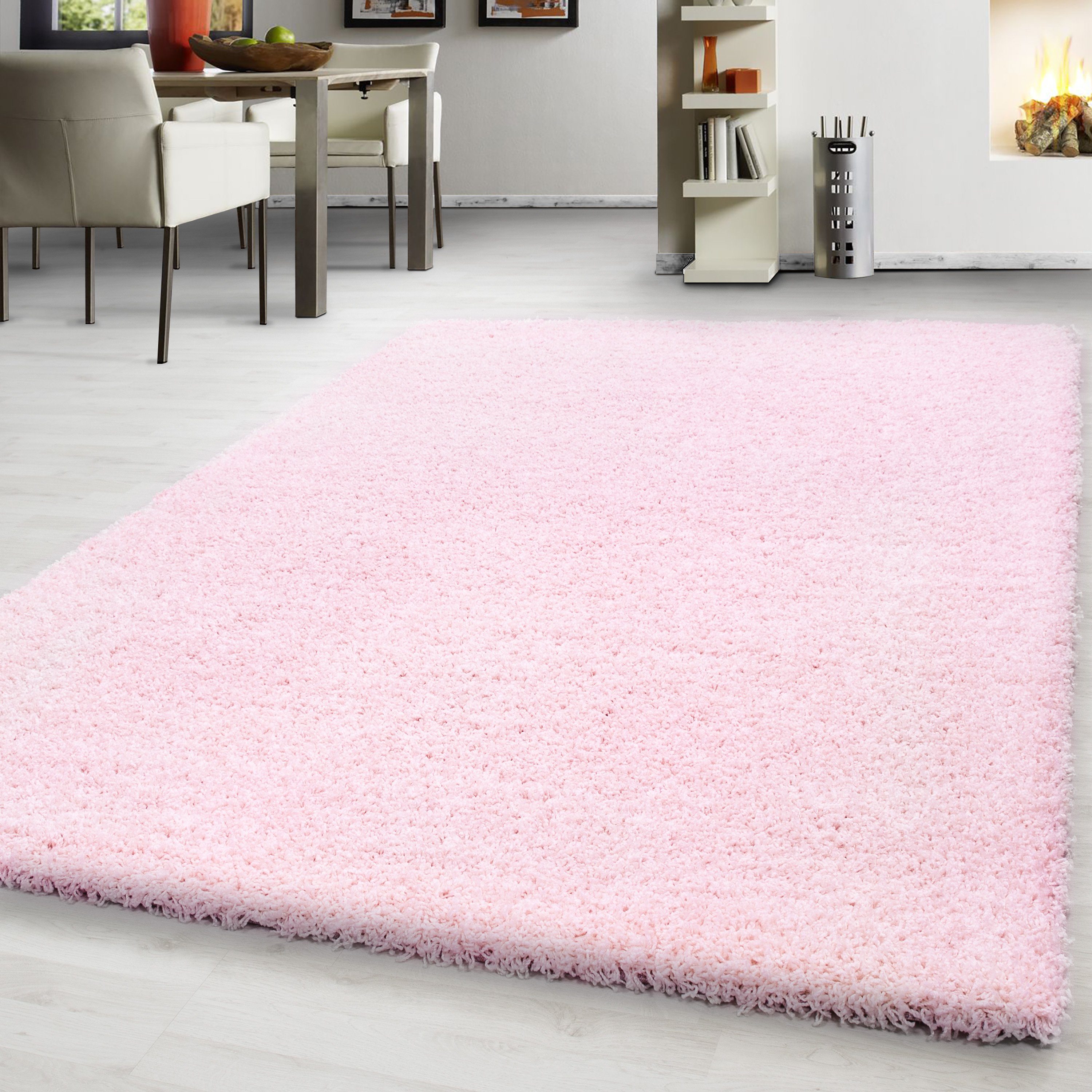 Teppich Unicolor - Einfarbig, Teppium, Läufer, Höhe: 30 mm, Teppich Wohnzimmer Pink