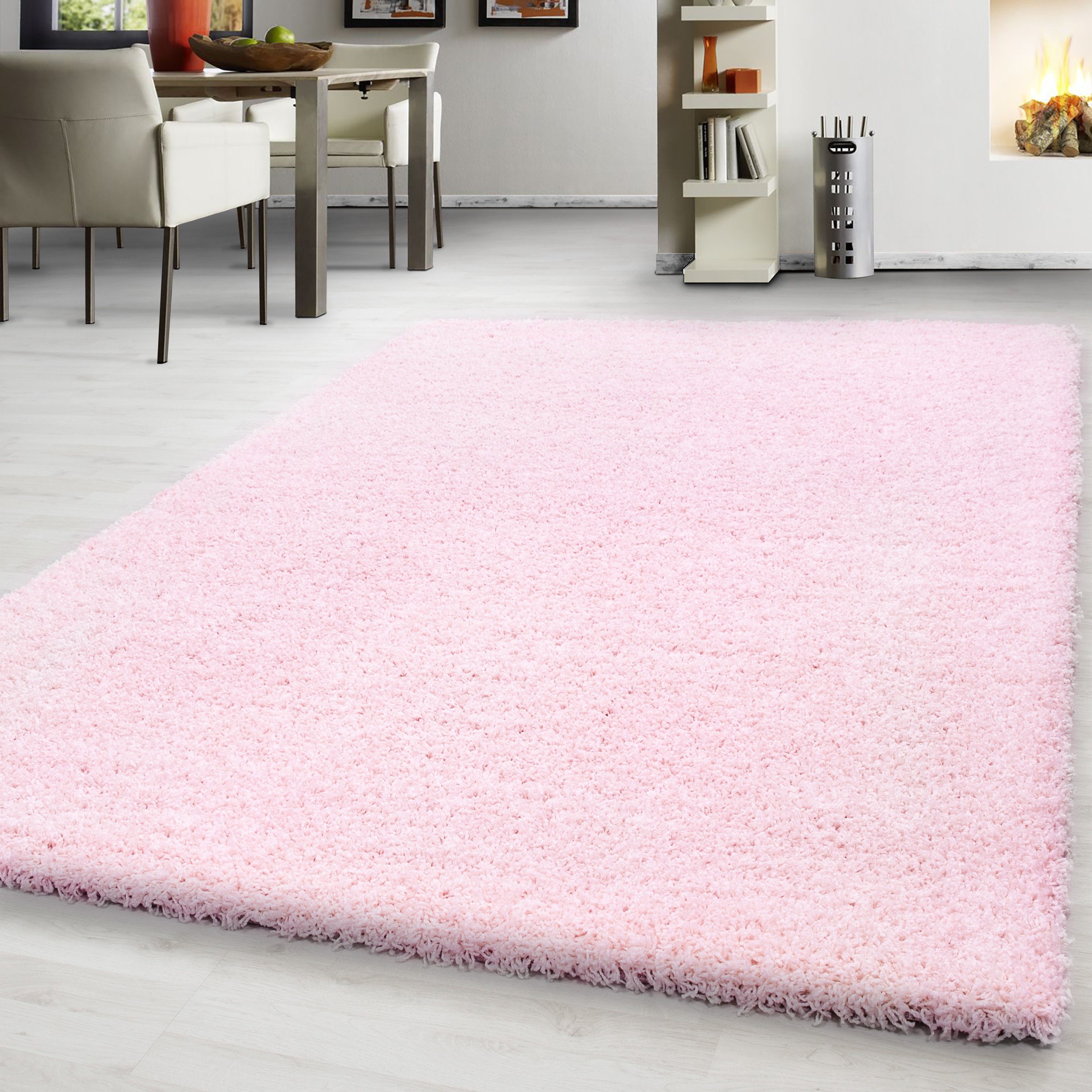 30 Höhe: Unicolor Teppich - Läufer, Wohnzimmer Einfarbig, Teppium, mm, Pink Teppich