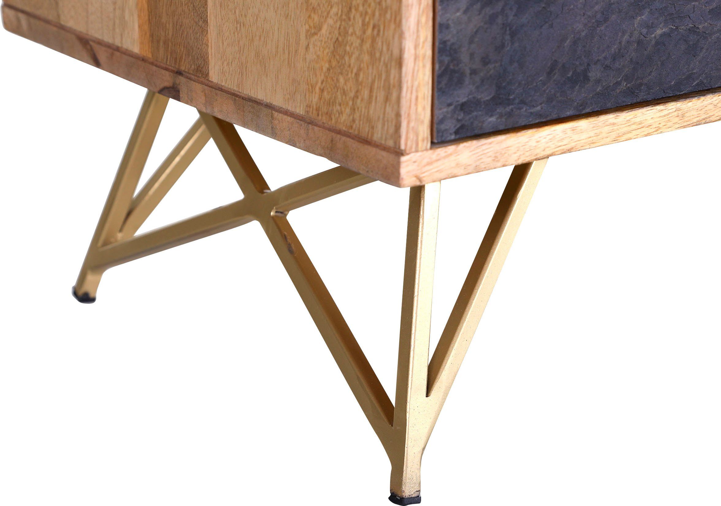 Gutmann Factory Sideboard Lennon, Kommode mit Echtsteinfurnier und Messingapplikationen